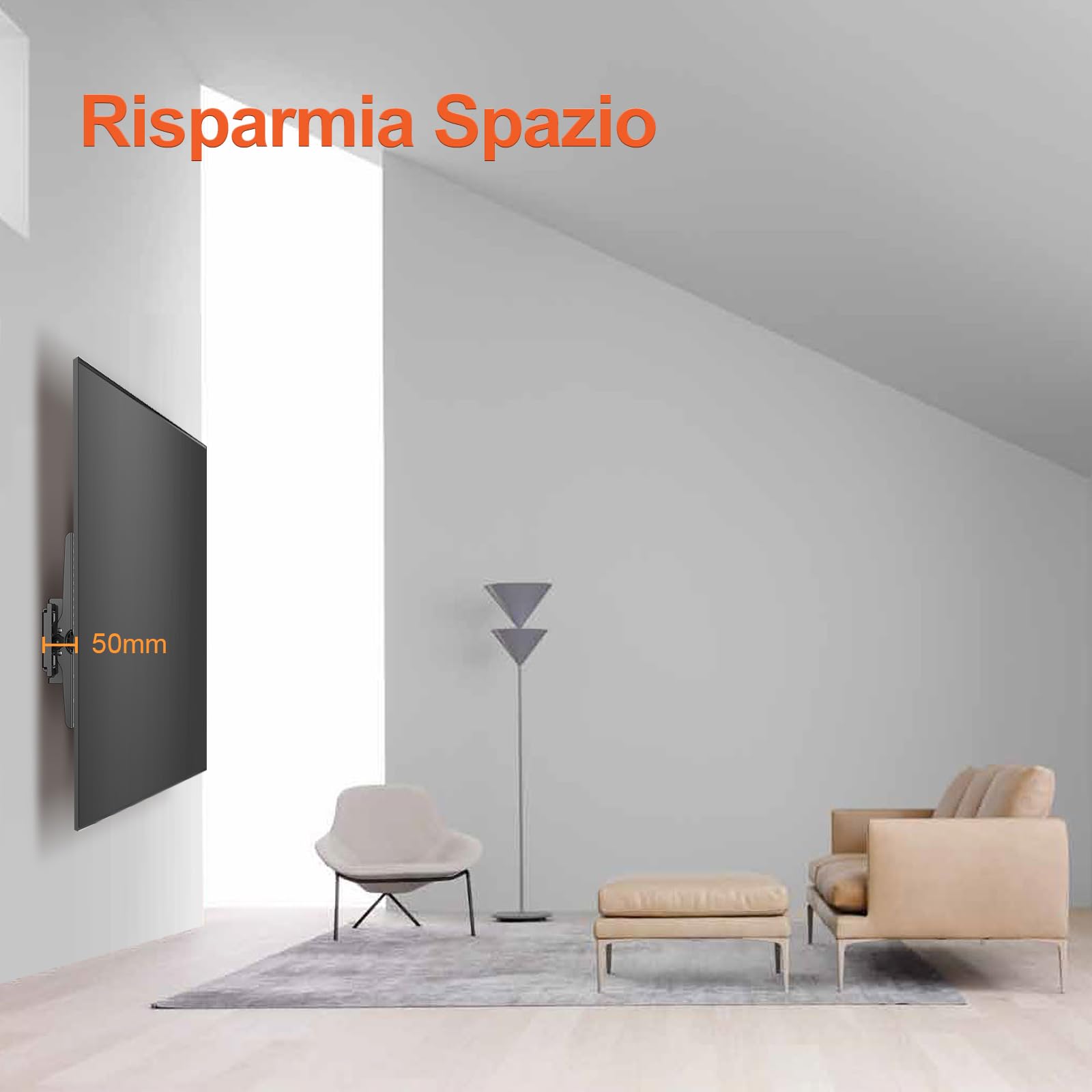 JXMTSPW Adjustable TV Wall Mount Bracket for 32-68 Inch Flat & Curved Screens - Supports LED, LCD, OLED TVs up to 60kg with Max VESA 400x400mm - Perfect for 40, 43, 50, 55, 60, 65 Inch TVs - Ideal for Living Room, Bedroom & Home Theater Setup
