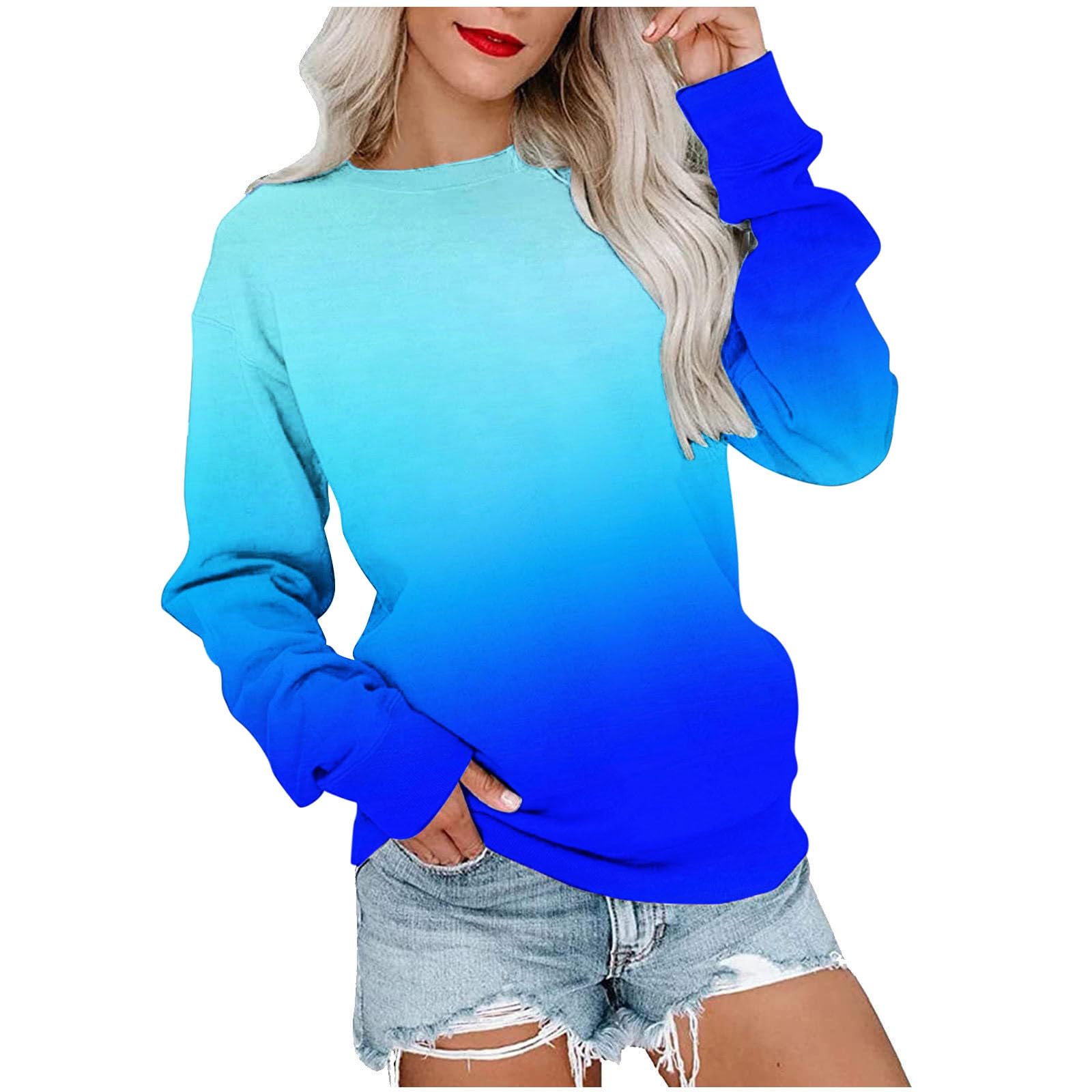 Women's Long Sleeve Crewneck Sweatshirt - Casual Pullover Top, Trendy Loose Fit Fall Fashion 2023 | Perfect for Autumn Layering, Weekend Outfits & Cozy Loungewear