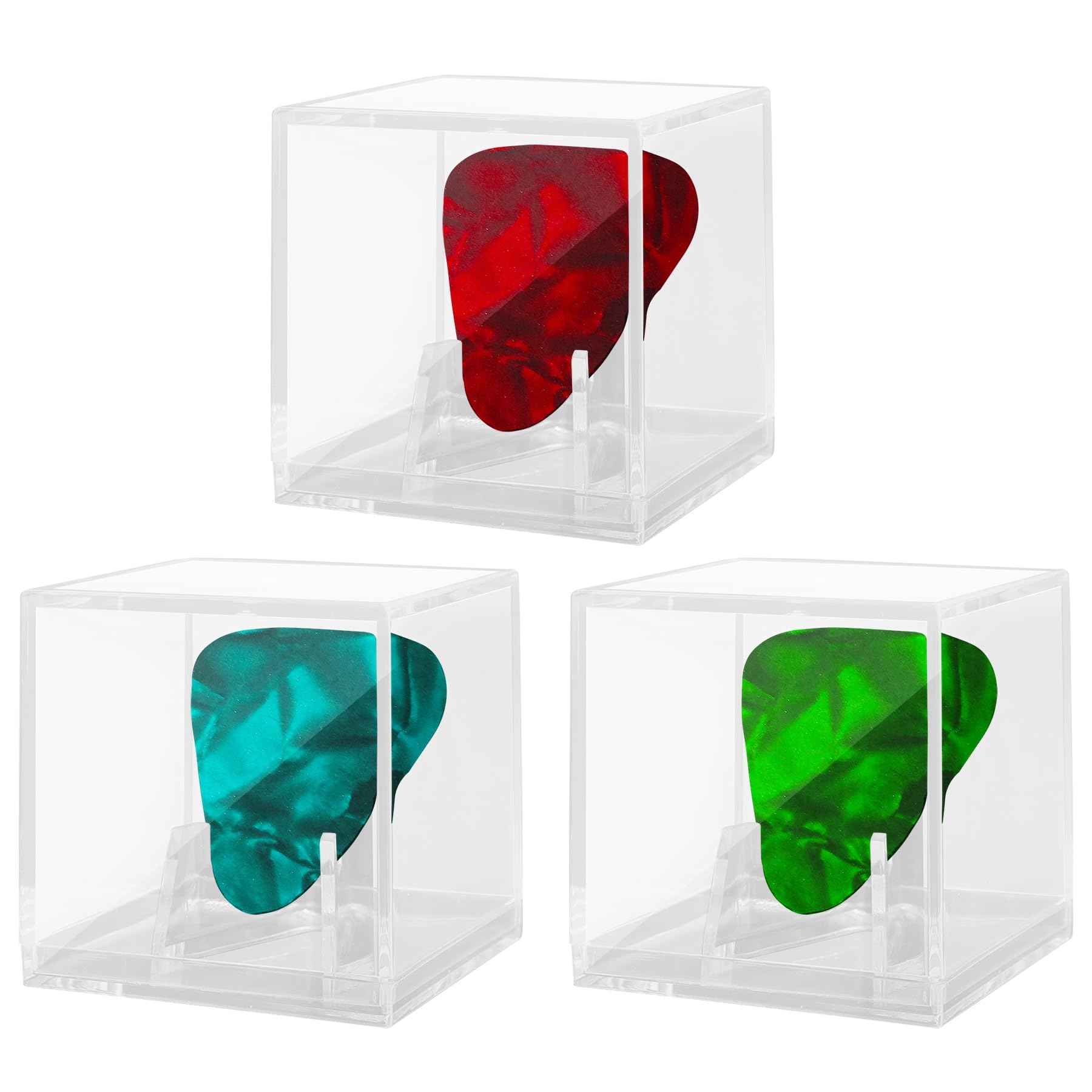 3 Pack Acrylic Guitar Pick Display Case - Clear Shadow Box Holder for Collectible Picks | Perfect for Guitar Enthusiasts & Music Lovers Decor | Wall Mountable Pick Showcase for Bedroom, Studio & Music Room