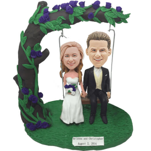 Personalized Under The Tree Wedding Bobbleheads - Custom Couple Figurines for Wedding Anniversaries, Gifts & Home Decor