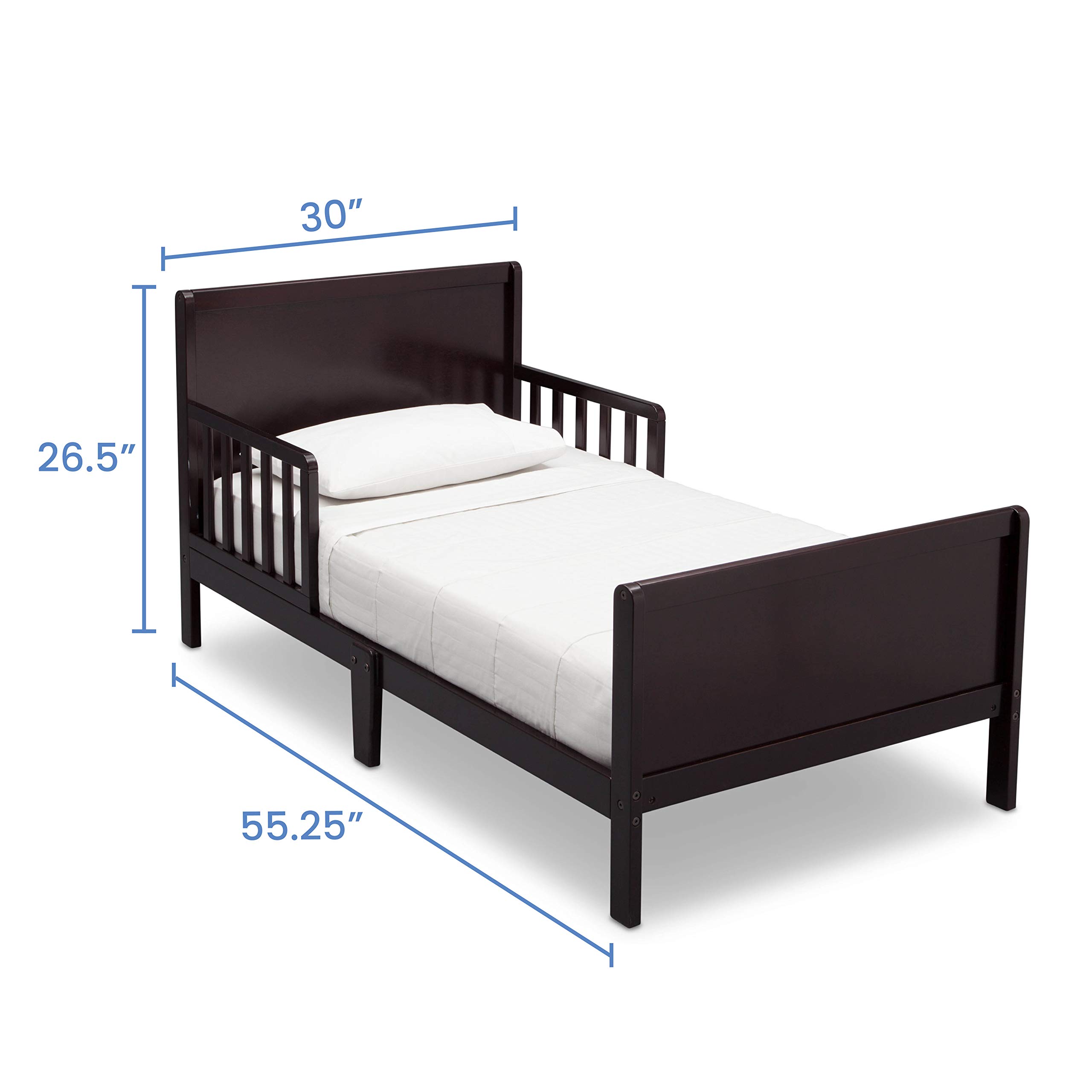 Delta Children Fancy Toddler Bed with Dark Chocolate Twinkle Galaxy Design - Dual-Sided Recycled Fiber Core Crib & Toddler Mattress Set - Perfect for Nursery, Daycare & Kids' Bedroom Decor