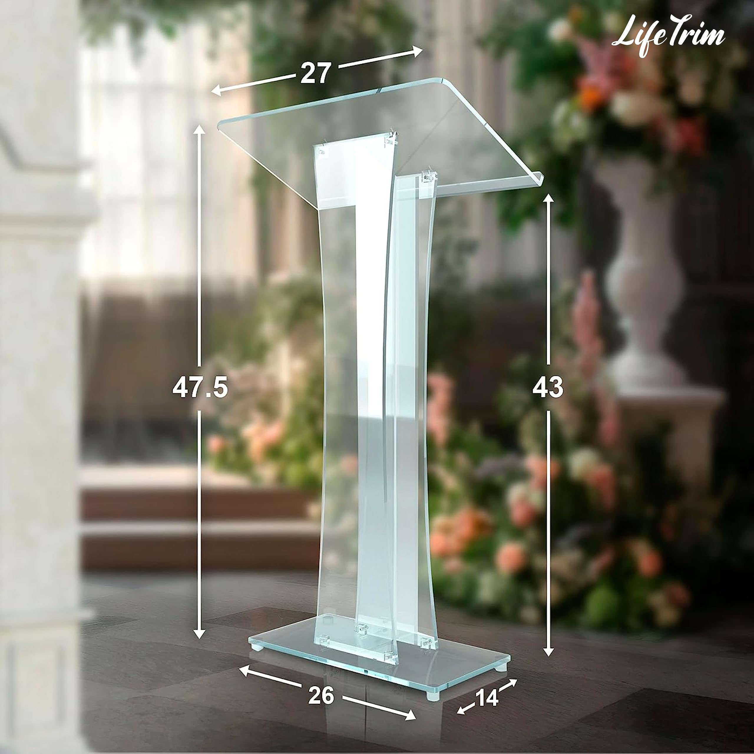 Clear Acrylic Podium Stand - Portable Church Pulpit & Modern Lectern for Classroom, Presentation, Wedding Hostess Stand - Transparent Podium for Teachers, Events & Religious Ceremonies