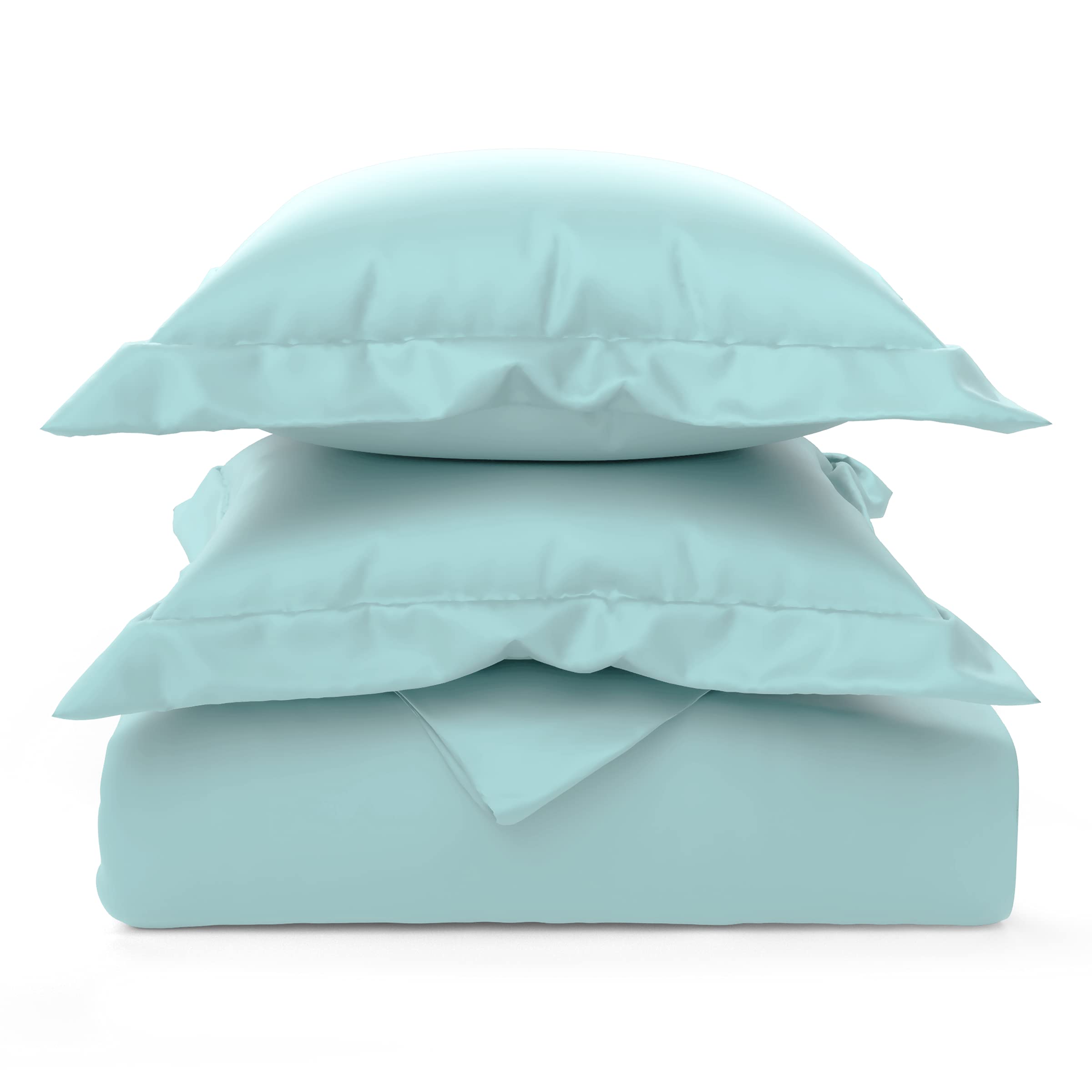 Cosy House Collection 1500 Series Duvet Cover Set - 3 Piece Full/Queen Size - Baby Blue - Silky Soft & Moisture-Wicking - All Season Bedding - Master Bedroom Essentials - Easy Care & Durable - Perfect for Guest Rooms, Vacation Homes & Cozy Bedroom Decor