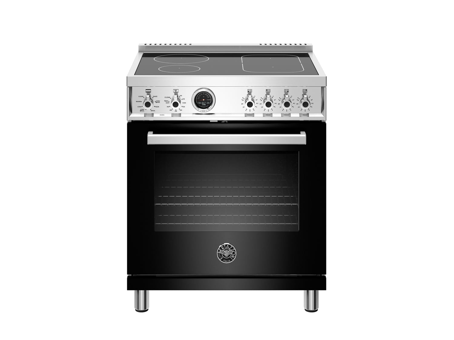 Bertazzoni PROF304INSNET 30 Inch Induction Range with 4 Heating Zones & Self-Cleaning Electric Oven in Nero Black - Perfect for Modern Kitchens, Home Chefs & Professional Cooking