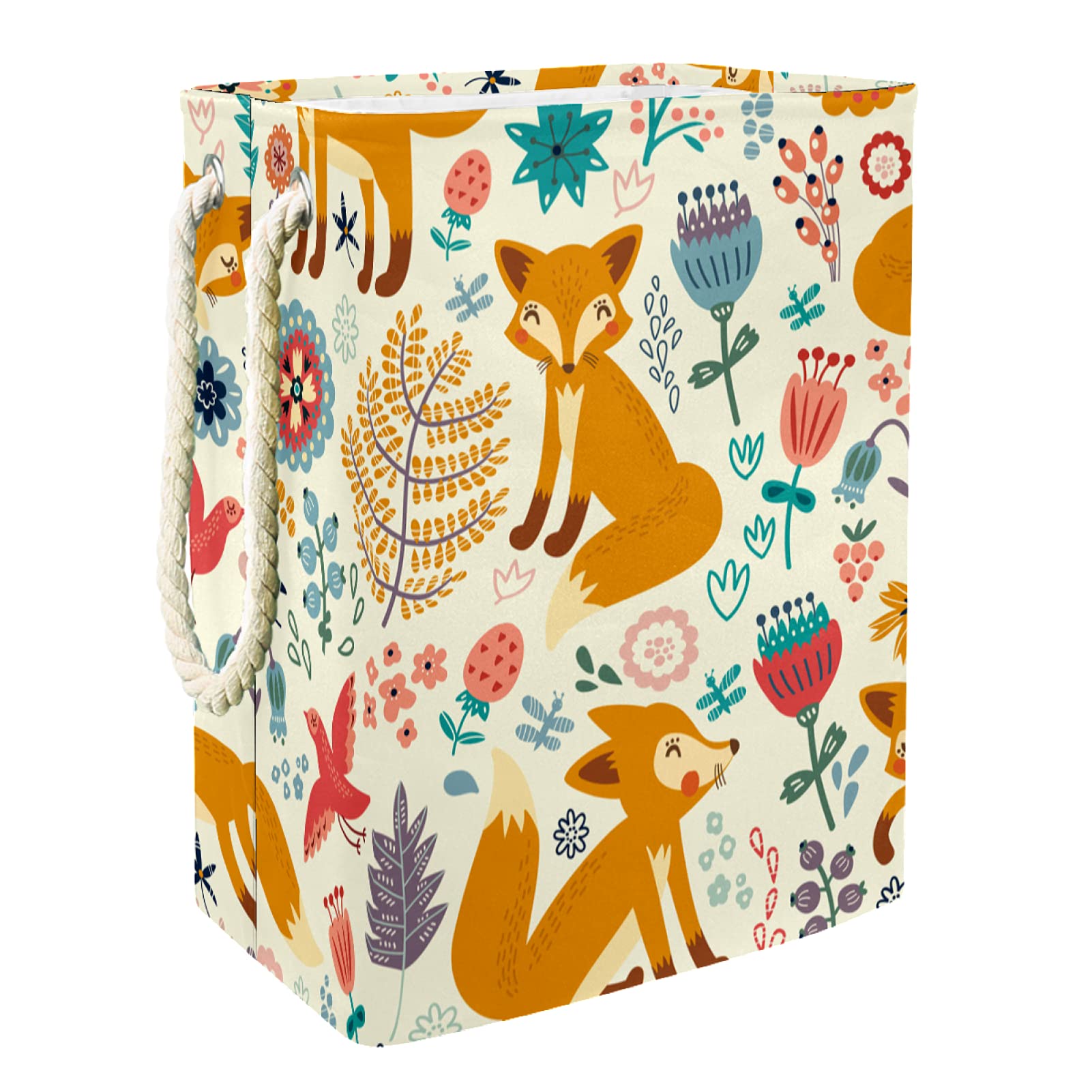 Inhomer Collapsible Laundry Hamper with Fox Design - Foldable Clothes Storage Basket for Bathroom, Bedroom & Dorm - Perfect for Organizing Dirty Laundry, Kids' Room Decor & College Essentials