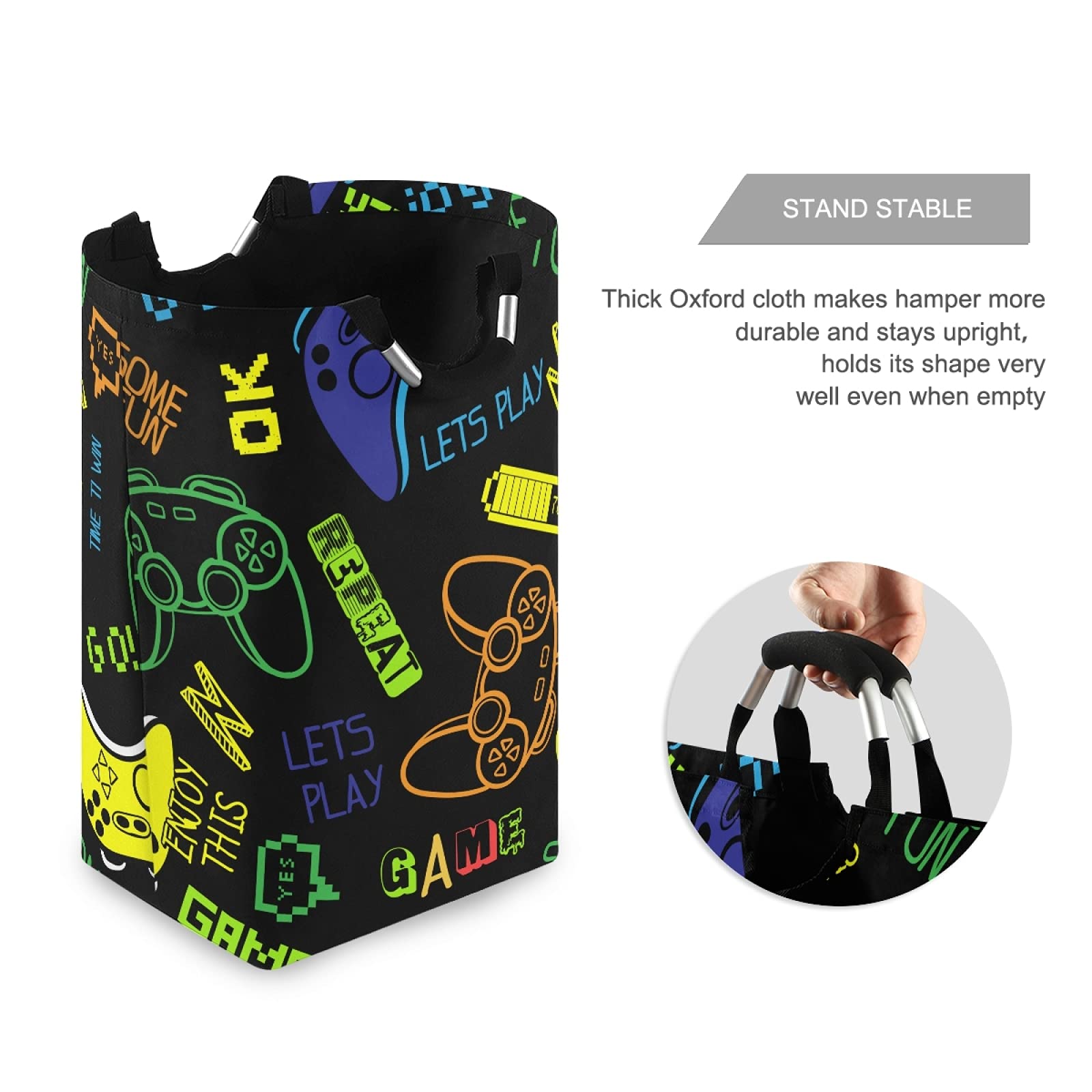 Ollabaky Collapsible Gamepad Laundry Basket - Large Foldable Laundry Hamper with Gaming Joystick Design - Portable Clothes Bin Organizer for Dorm, Bedroom & Bathroom - Perfect for College Students & Gamers (Gaming-Themed Laundry Storage Solution)