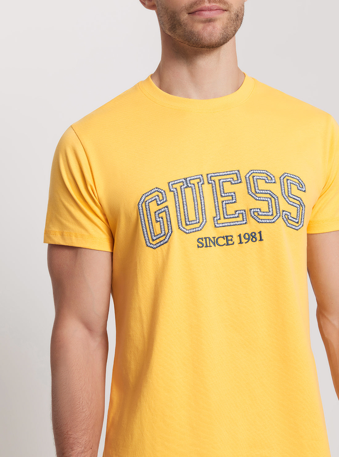 Eco-Friendly Yellow College Logo T-Shirt for Men & Women - Comfortable Cotton Tee for School Spirit, Campus Wear, and Casual Outfits