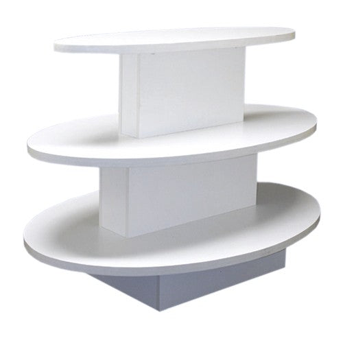3-Tier Display Tables for Retail & Boutique - Black, White & Maple Finish | Oval, Rectangle & Square Options | Perfect for Clothing, Jewelry & Accessory Showcase