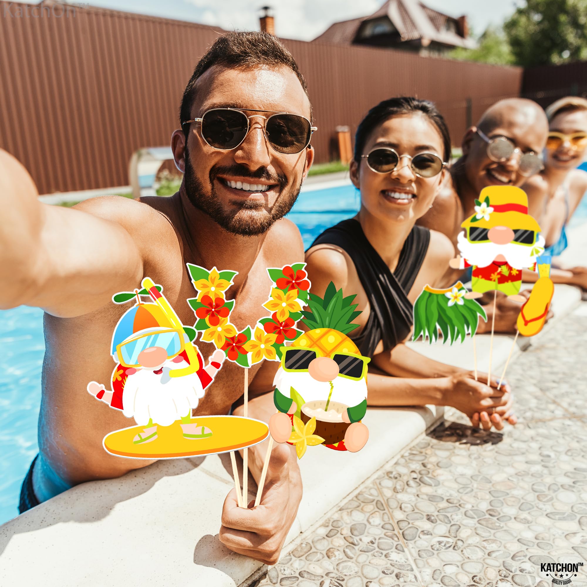 KatchOn Hawaiian Luau Photo Booth Props - 22-Piece Set for Tropical Party Decorations | Hawaiian Themed Party Supplies | Fun Photo Props for Luau, Beach & Summer Parties | Perfect for Birthday, Wedding & Vacation Themes