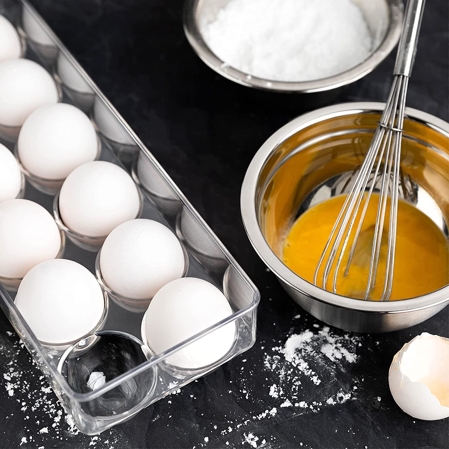 Kienlix Clear Acrylic Egg Storage Box - 12 Slot Refrigerator Egg Tray with Lid & Handles | Unbreakable Kitchen Organizer for Fresh Eggs | Perfect for Home, Restaurant & Farm Use