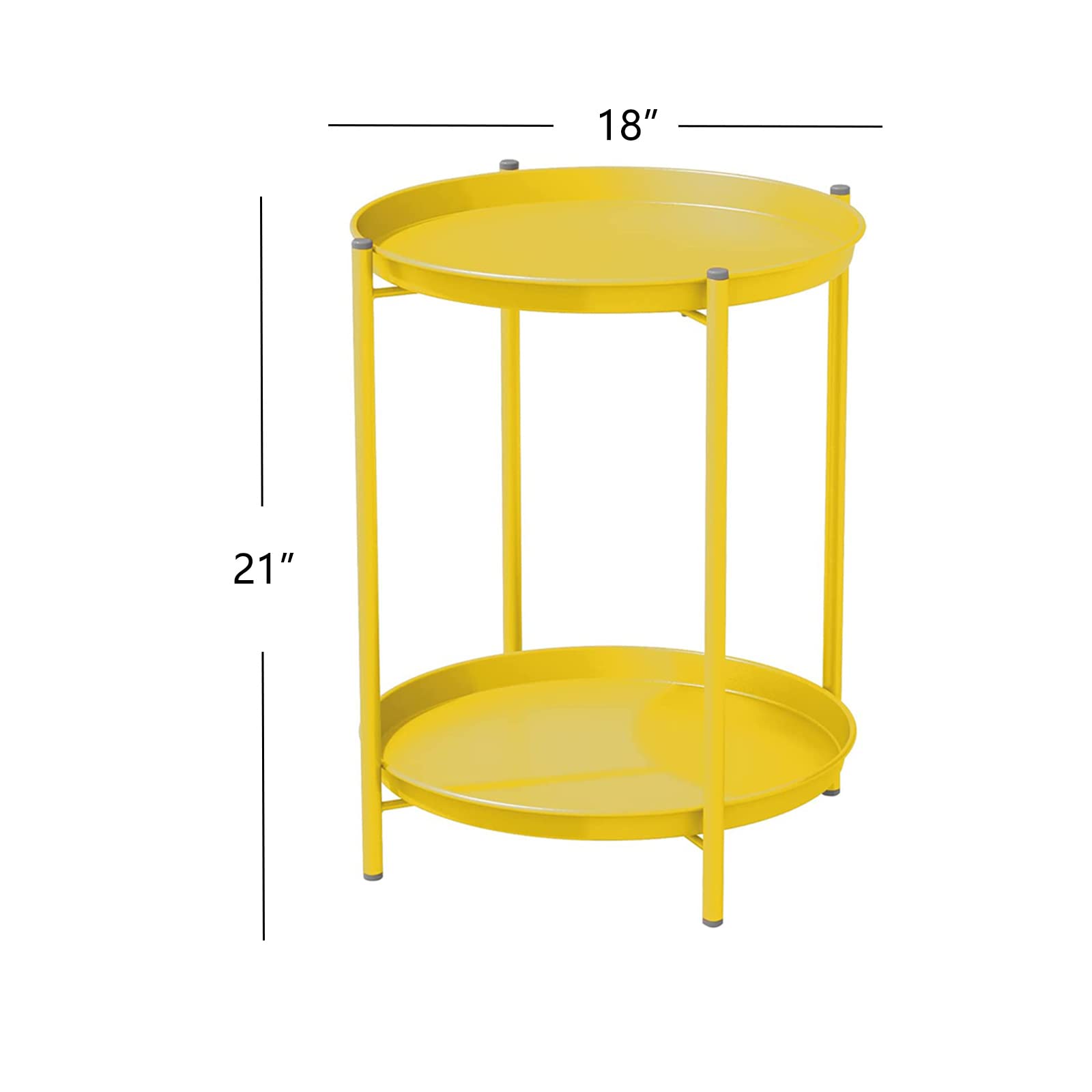 2-Tier Round Outdoor Side Table - Yellow Grand Patio End Table for Garden, Poolside, or Balcony Decor