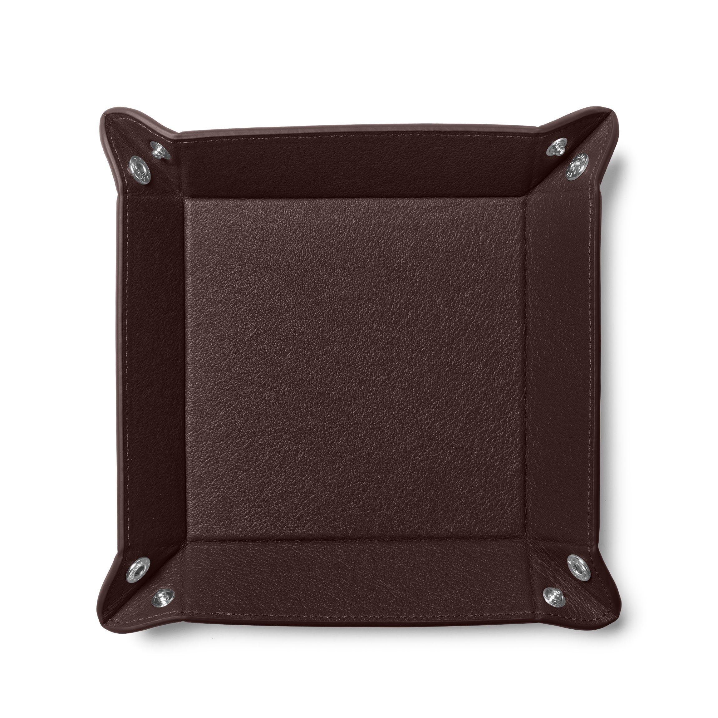 Premium Square Valet Tray - Brown Leather Organizer for Keys, Wallet & Jewelry | Stylish Entryway Decor for Home & Office