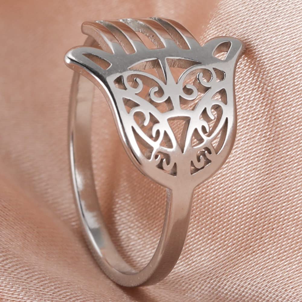 Jude Jewelers Stainless Steel Evil Protection Hand of Hamsa Ring - Spiritual Jewelry for Good Luck & Positive Energy | Perfect for Meditation, Yoga & Everyday Wear