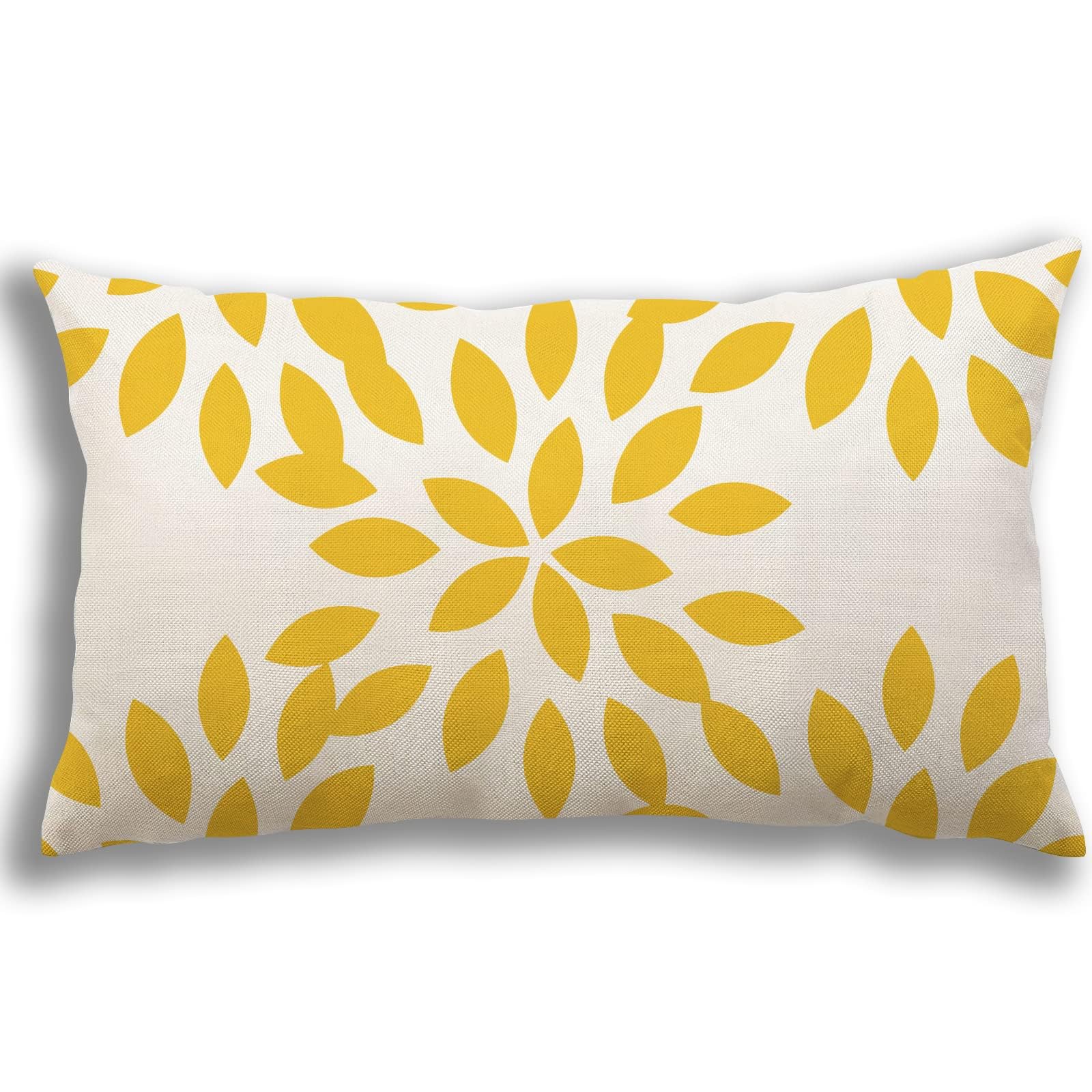 YCOLL Lumbar Pillow Covers 12x20 (Set of 4) - Modern Sofa Throw Pillow Cases, Decorative Outdoor Linen Fabric Cushion Covers for Couch, Bed & Car - Yellow | Perfect for Living Room Decor, Patio Furniture & Travel Comfort