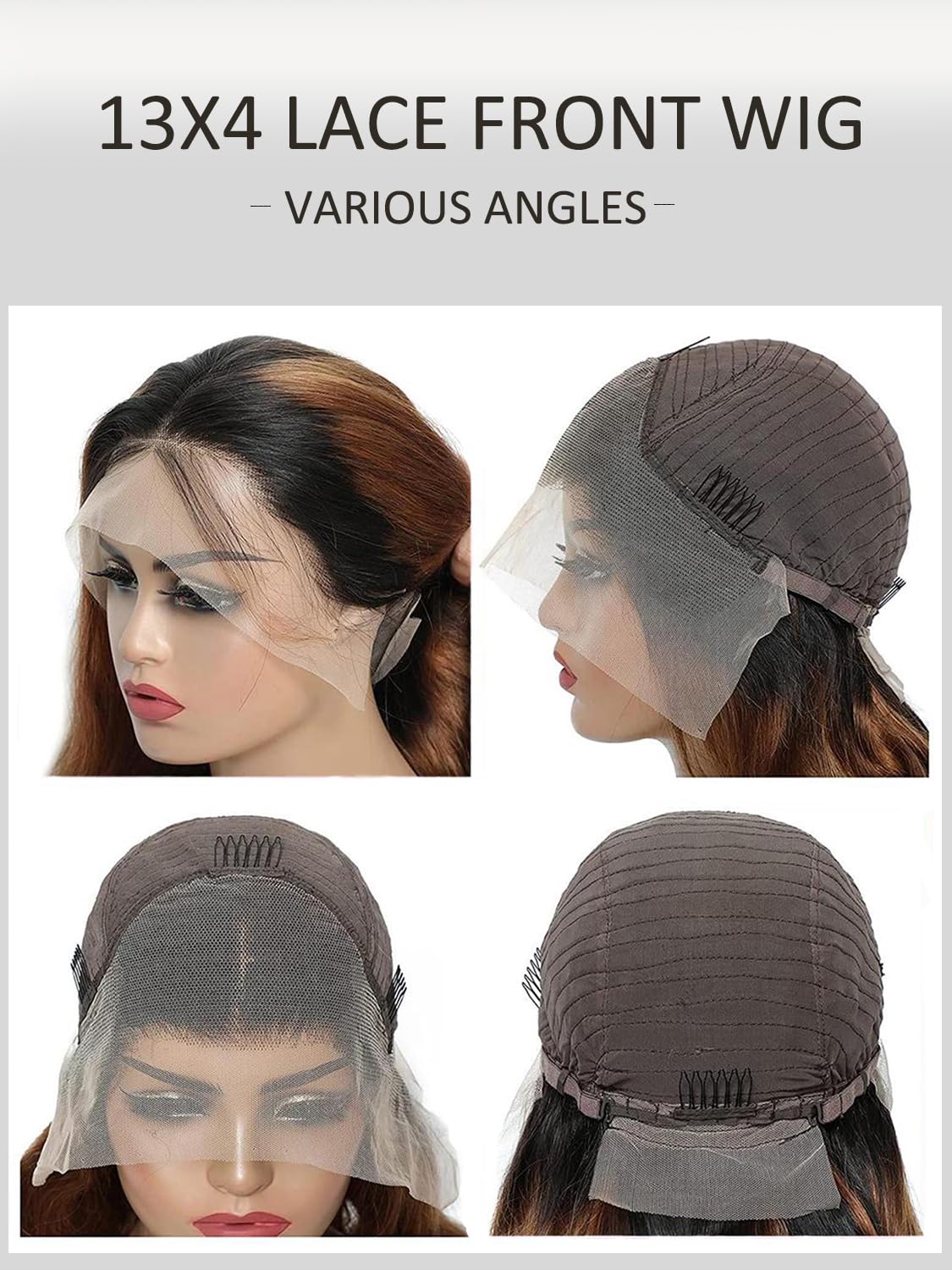 13x4 HD Lace Front Wig Human Hair - Ombre Kinky Straight Pre Plucked with Baby Hair for Black Women | 20 Inch Yaki Straight Lace Frontal Wigs | Perfect for Daily Wear, Parties & Special Occasions