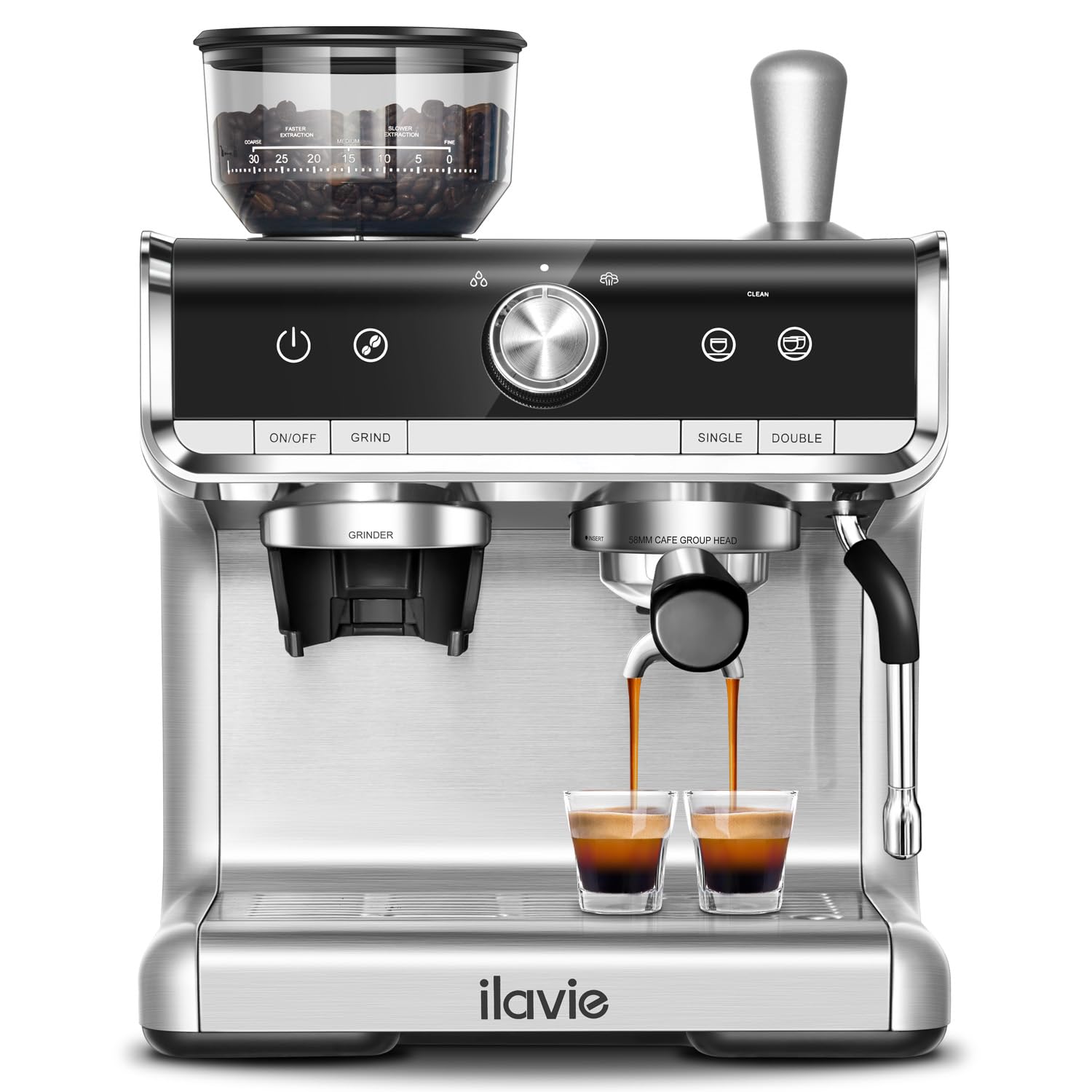20 Bar Espresso Coffee Machine with Milk Frother - Professional Cappuccino & Latte Maker for Home & Office, 2.8L Removable Water Tank, Built-in Grinder - Perfect for Morning Brews, Afternoon Pick-Me-Ups & Entertaining Guests