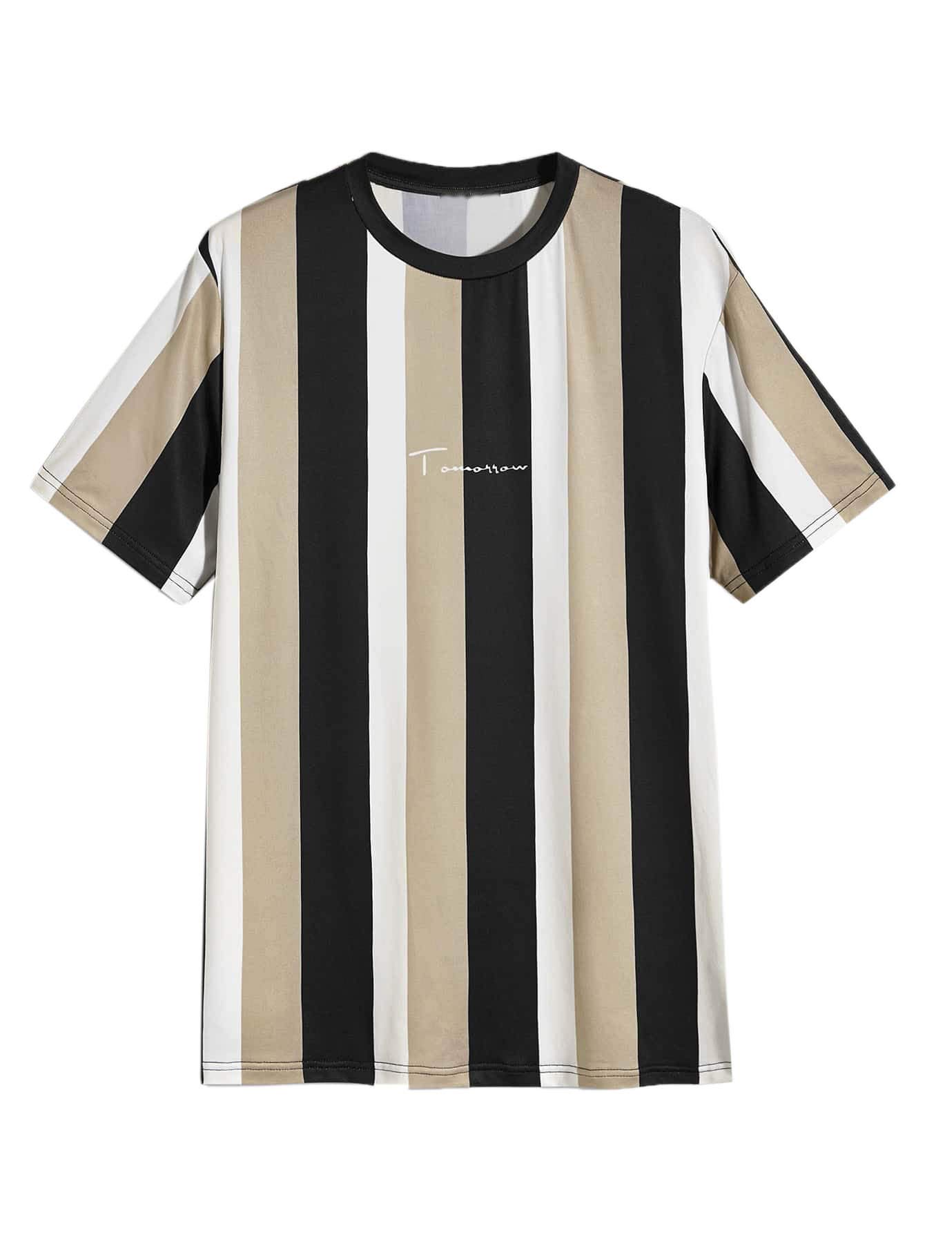 Stylish Men's Casual Graphic Striped Print Crewneck Short Sleeve T-Shirt - Comfortable Summer Tee for Streetwear, Outing & Daily Wear