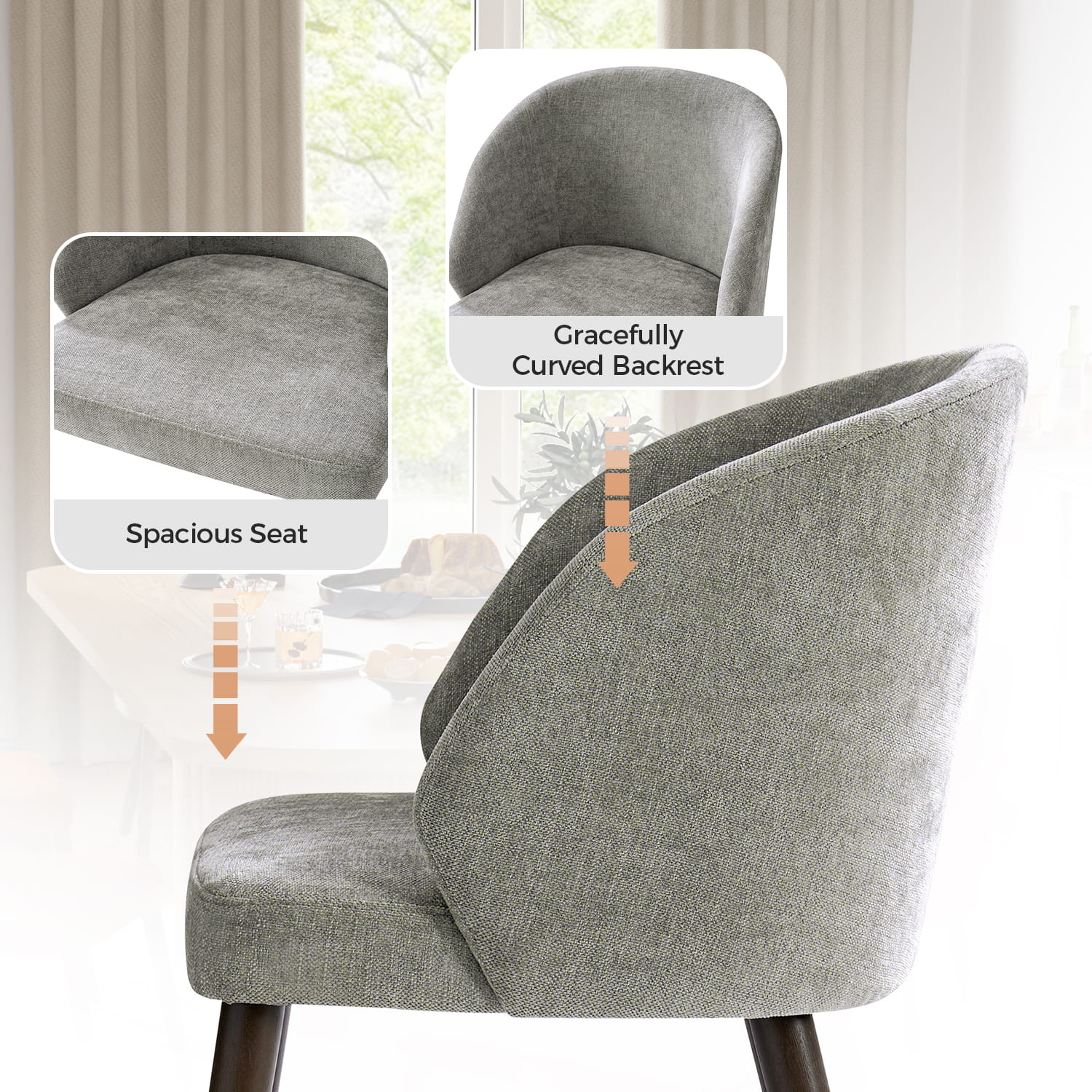 Anndi Dining Chair Set of 2/4/6 - Ergonomic Comfort, Solid Wood Legs, Modern Kitchen & Dining Room Furniture for Home & Restaurant Use