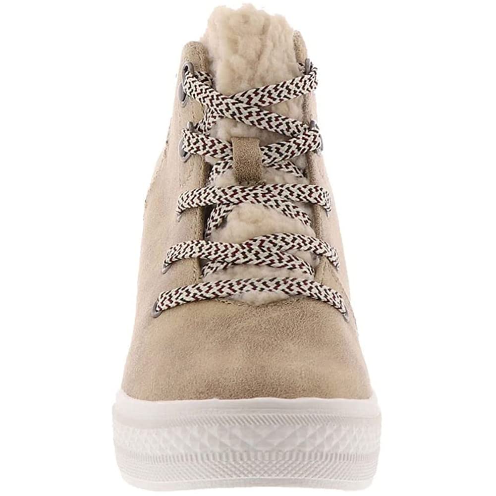 Trendy Women's Faux Suede Lace-Up Wedge Sneaker Boots - Comfortable Chunky Heel Shoes for Casual Outfits & Street Style Fashion