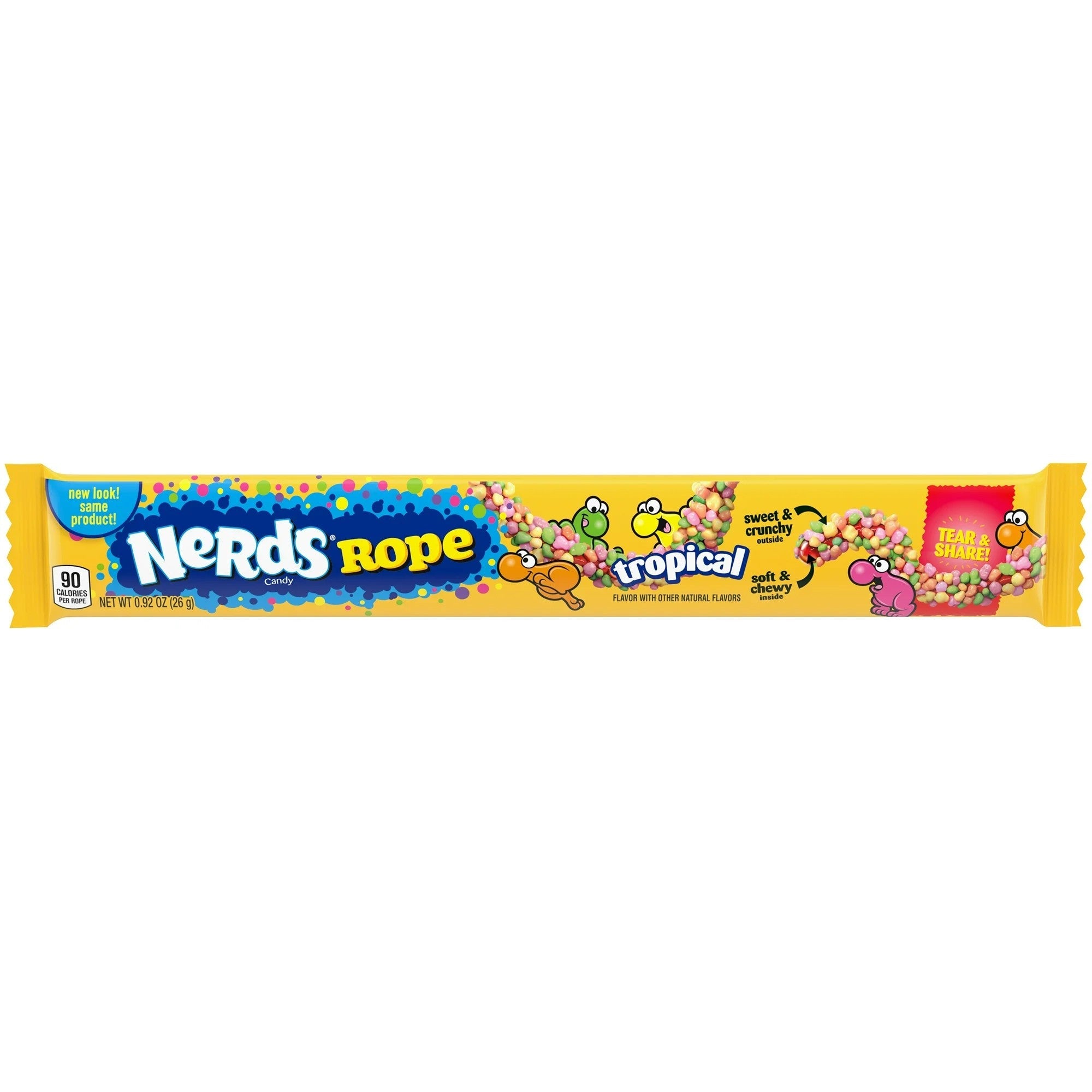 Ferrara Nerds Rope Tropical Candy - 0.92oz (24 Count Bulk Box) - Sweet & Tangy Rainbow Candy for Parties, Halloween Treats, and Movie Snacks