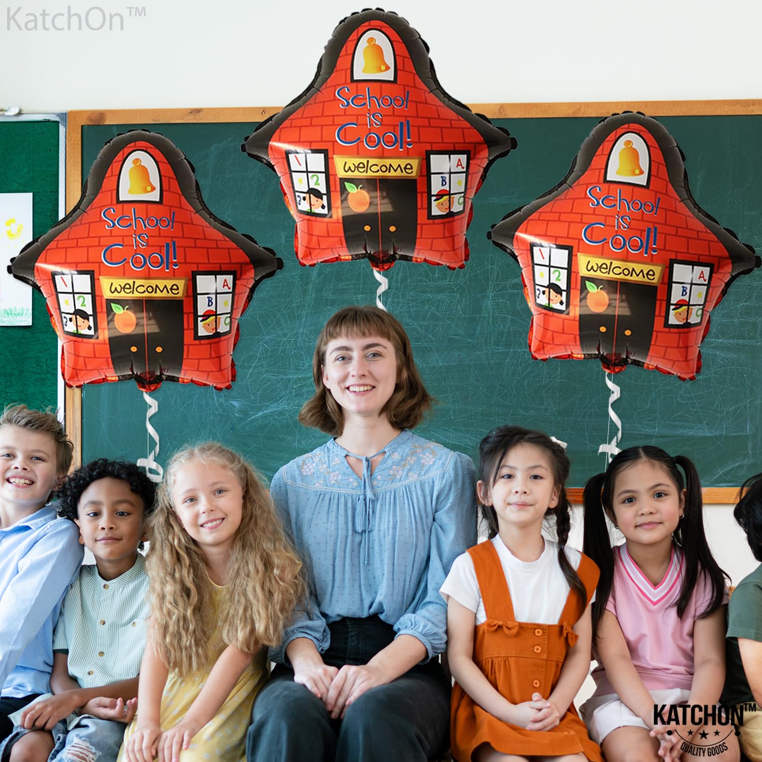 KatchOn Back to School Balloons - Pack of 3 Large Mylar Balloons for Classroom Decor, Kindergarten Welcome Party & School Celebration | Perfect for First Day of School, Teacher Appreciation & Classroom Door Decorations