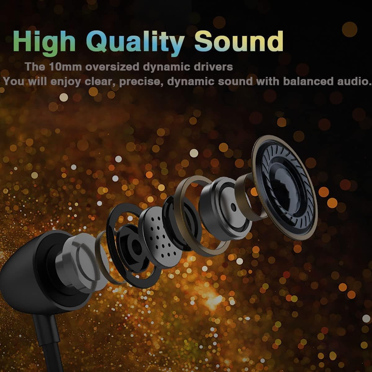 Wireless Bluetooth 5.0 Neckband Headphones with Noise Cancelling & Built-in Mic - Long Battery Life Sports Earbuds for Running, Workouts, Commuting & Office Use - Green