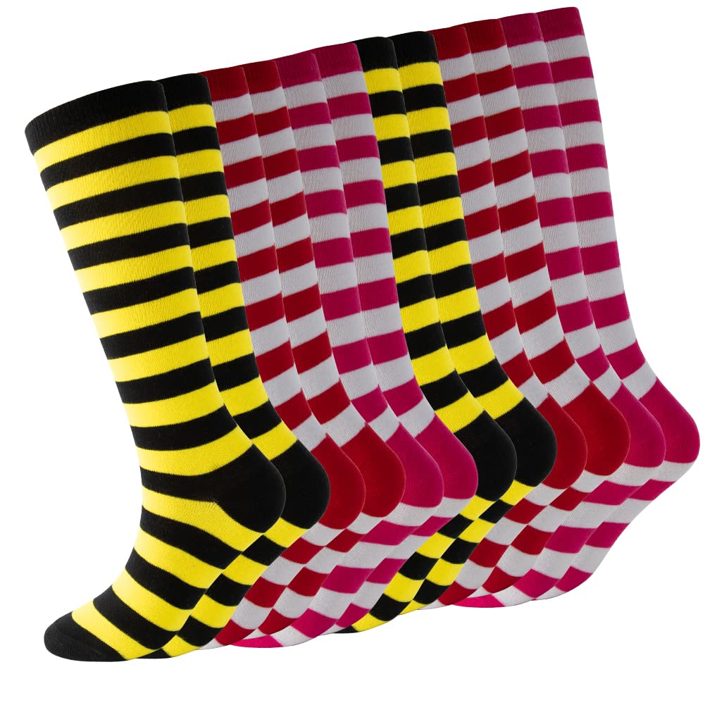 **Kids' Cerebro Knee High Socks - Striped Cotton Athletic Tube Socks for Girls - Perfect for Sports, School & Play**