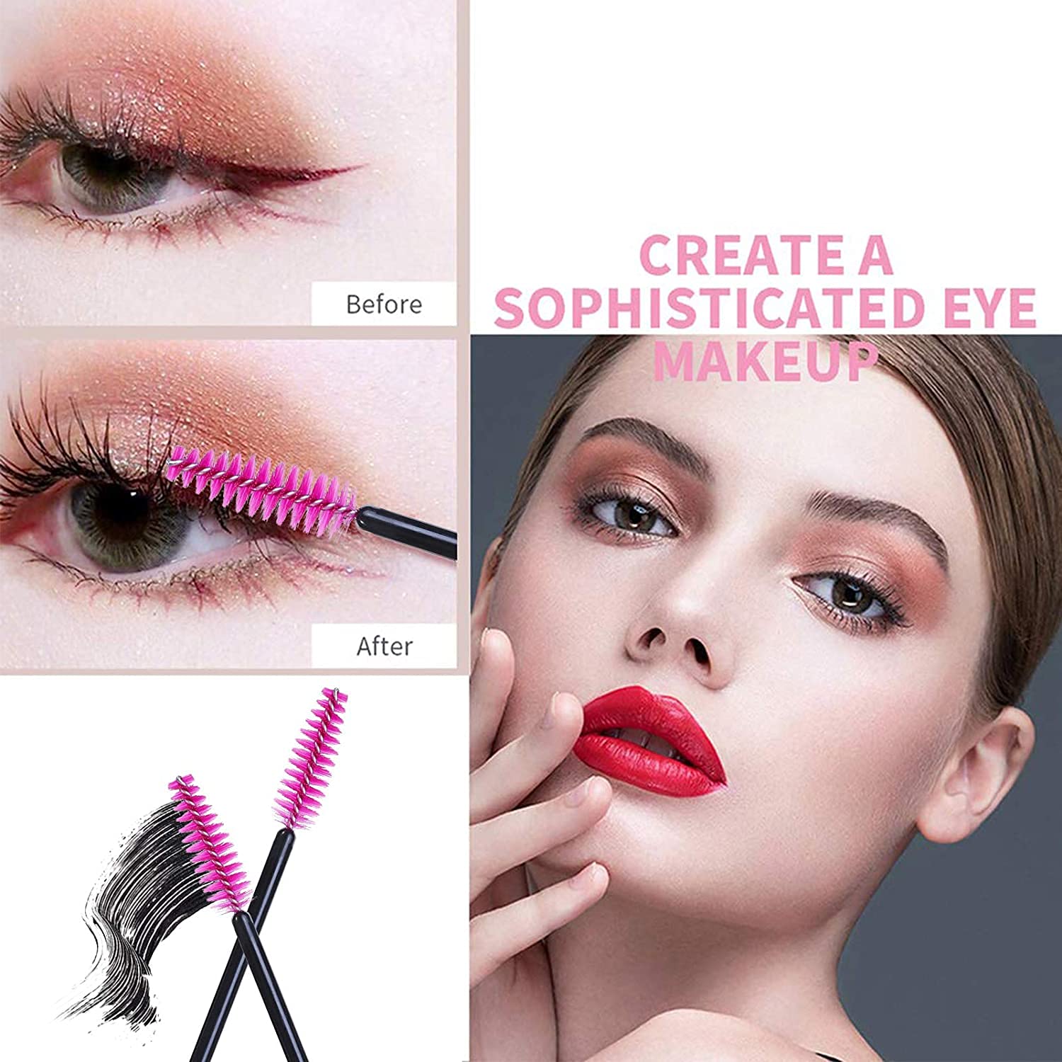 50 PCS Disposable Eyelash Brushes - Mascara Wands & Eyebrow Extension Brushes for False Eyelash Application | Perfect for Salon Professionals & DIY Lash Extensions at Home