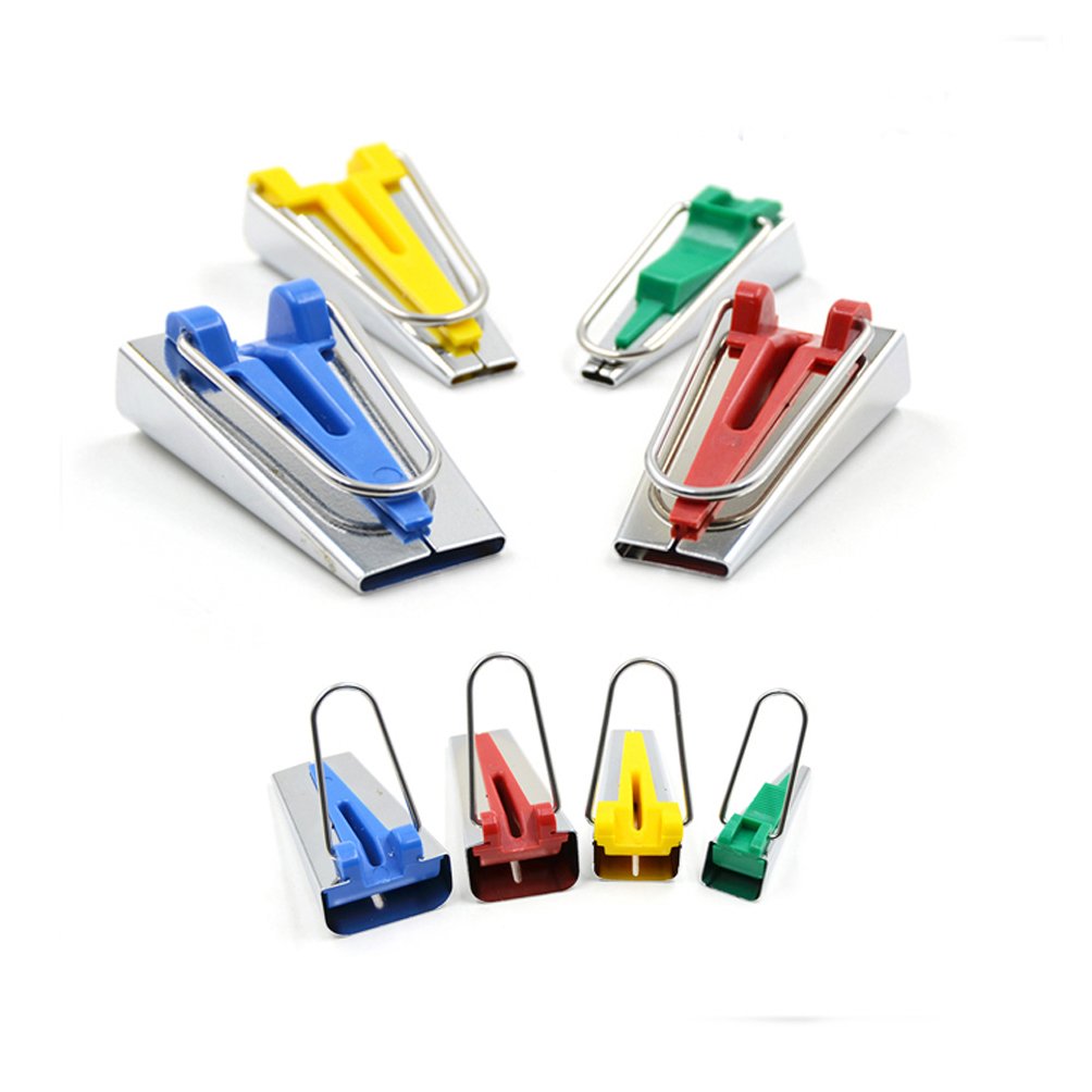 4-Piece Fabric Bias Tape Maker Tool Set (6mm, 12mm, 18mm, 25mm) for Sewing, Quilting & Binding - Perfect for DIY Garments, Home Decor & Craft Projects