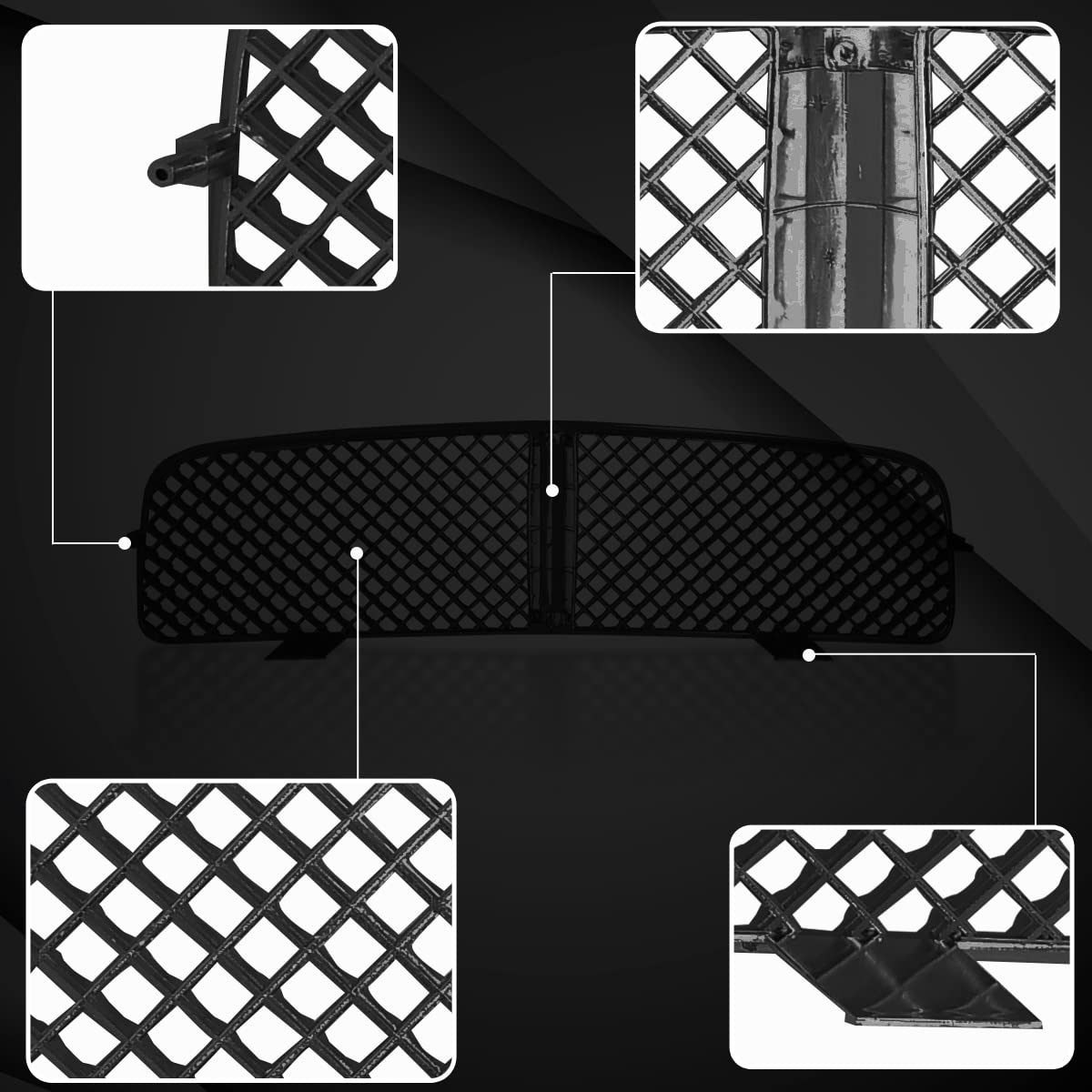 AUTOZENSATION Black Mesh Front Hood Grille Compatible with 2005-2010 Dodge Charger | Replacement Grille for Enhanced Style & Airflow | Perfect for Car Upgrades & Customization