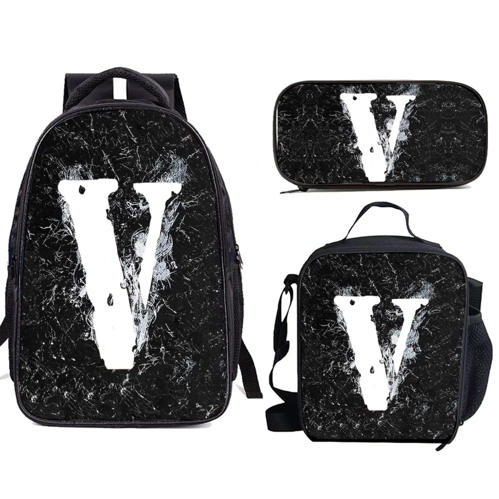 **Alencdult Big V Backpack Set for Teens - 3-Piece Cartoon Backpack with Lunch Bag & Pencil Case for Boys & Girls - Perfect for School, Travel & Daily Use**