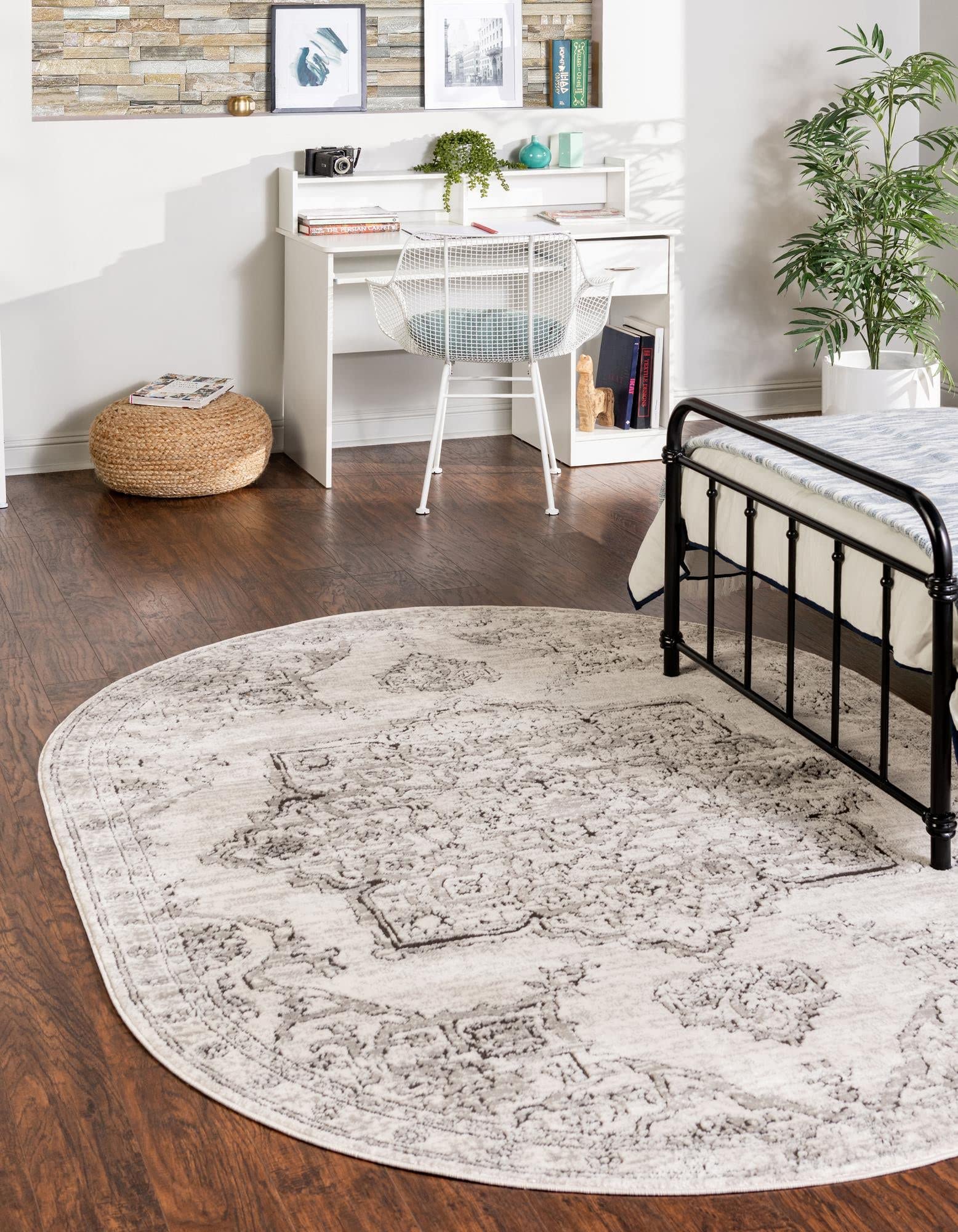 Unique Loom Nyla Collection Handmade Vintage Area Rug - Smile Design Oval 5'3