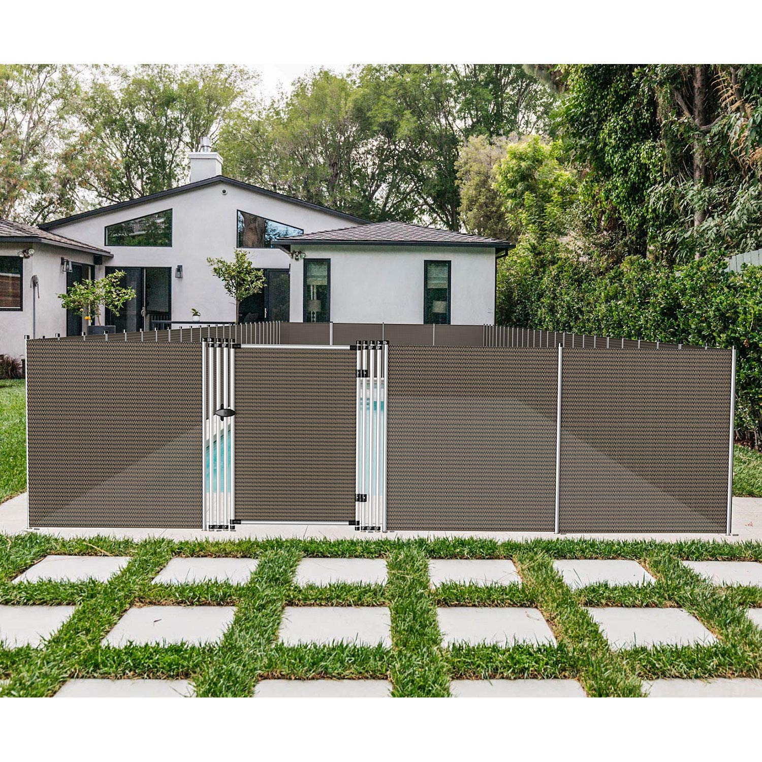 COARBOR 4’H x 13’L Removable Privacy Fence for Inground & Above Ground Pools - Temporary Safety Fencing for Backyard, Deck, Garden, Patio - Perfect for Pool Safety & Outdoor Privacy Protection