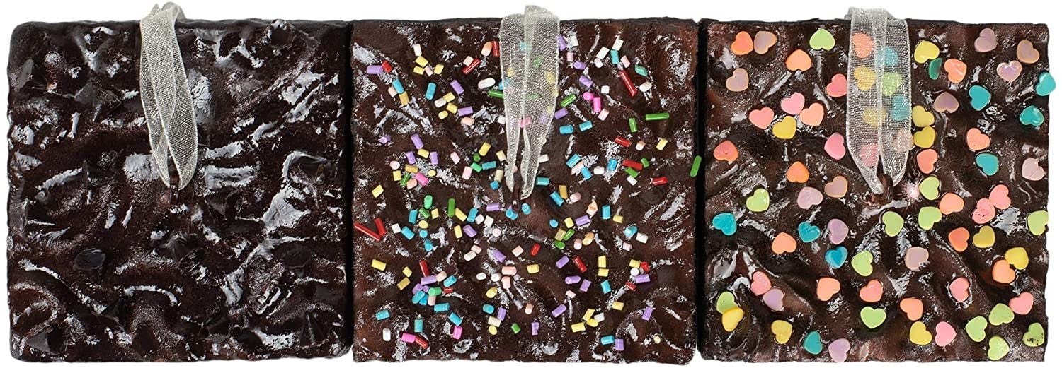 2.75 Inch Realistic Brownies with Sprinkles PVC Ornament - Perfect for Christmas Tree Decor, Cupcake Toppers, and Party Favors