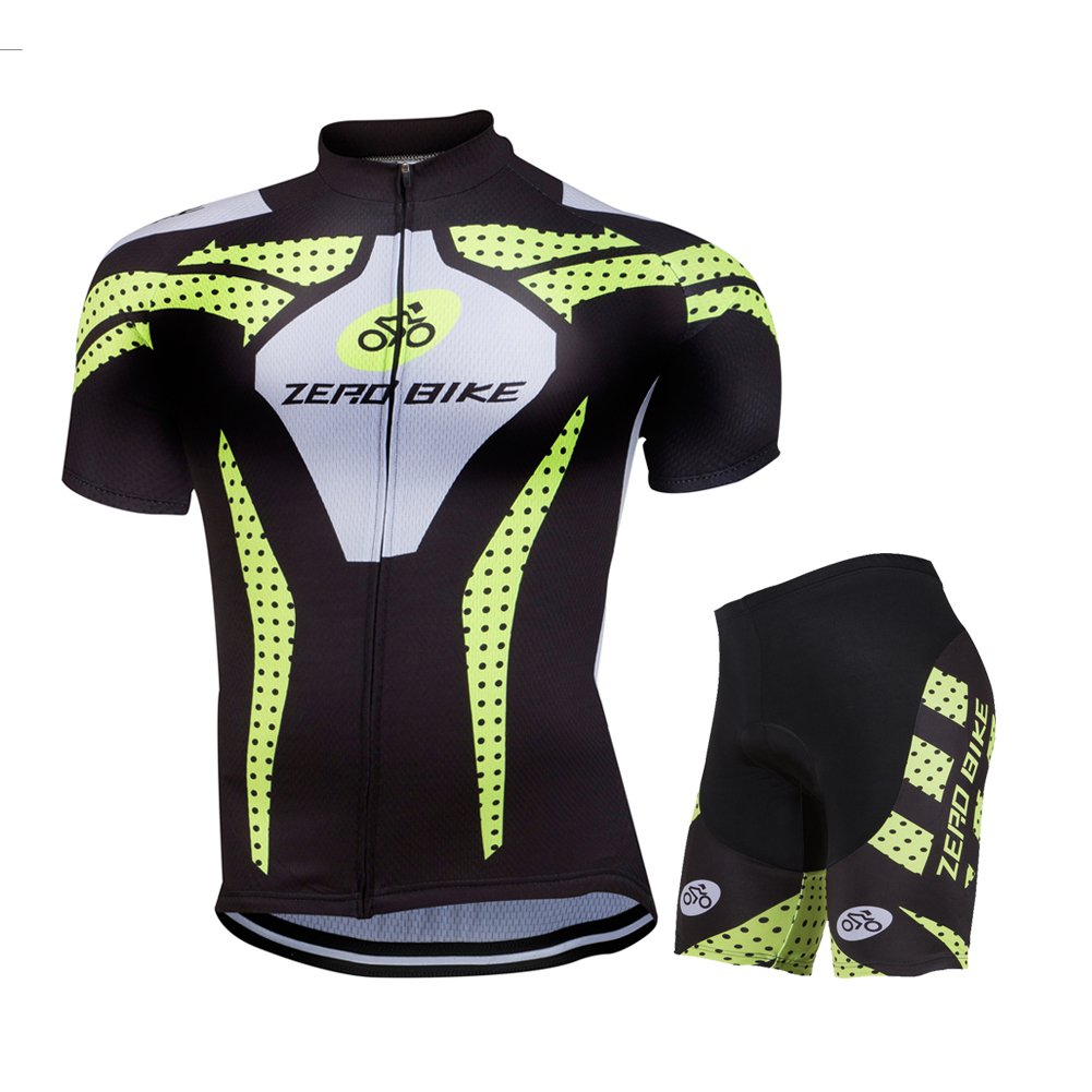 Men's Cycling Jersey Set - Short Sleeve Breathable Quick Dry MTB Bike Shirt with 3D Padded Bicycle Shorts for Mountain & Road Biking | Comfortable Workout & Outdoor Sports Gear