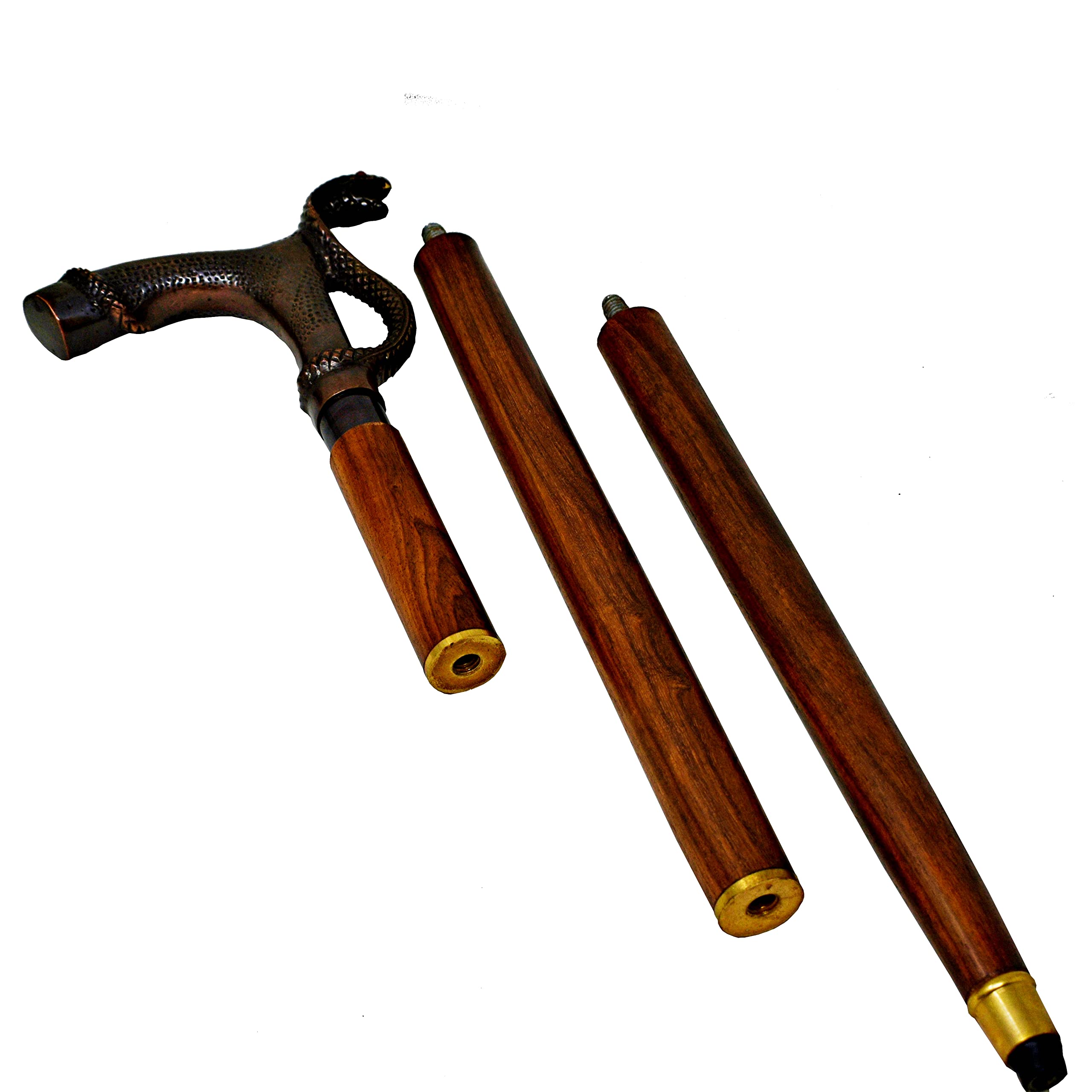 Antique Wooden Walking Cane for Men & Women - Handmade Rosewood Folding Cane with Cobra Head Design - Perfect for Hiking, Fashion Accessory, and Elderly Support
