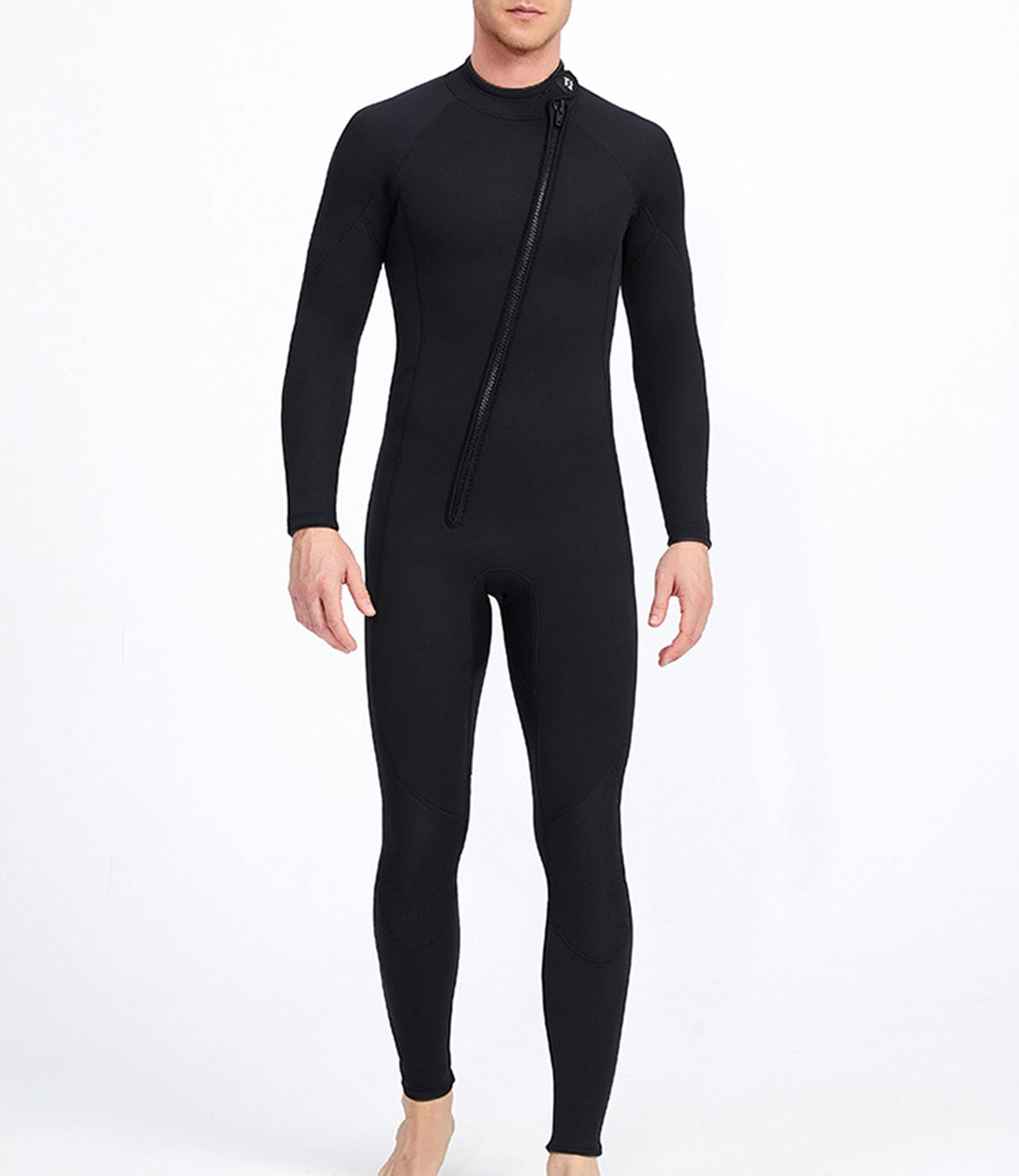 3mm Neoprene Full Body Wetsuit for Men - Front Zipper Long Sleeve Diving Suit with Warmth & UV Protection - Premium Snorkeling, Surfing, Scuba Diving Gear for Ocean Water Sports & Cold Weather Swimming