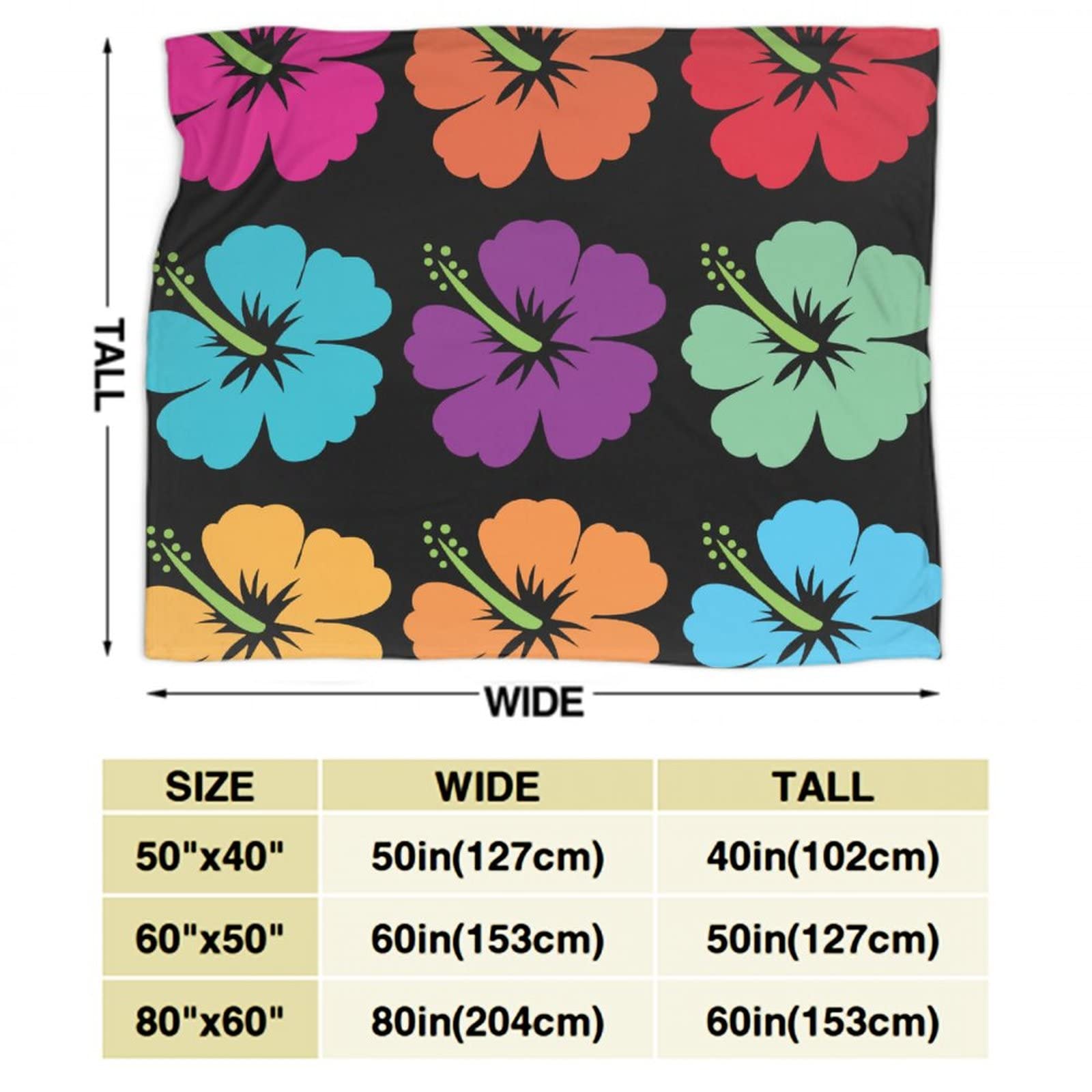 Soft & Warm Hawaiian Hibiscus Fleece Throw Blanket - 80x60 Inch Lightweight Cozy Blanket for Couch, Sofa & Bed - Perfect for Home Decor, Gift Giving & Winter Snuggling