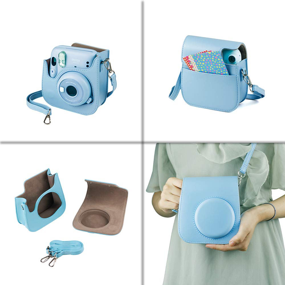 Fujifilm Instax Mini 11 Instant Camera Kit - Sky Blue with Twin Pack Film, Rainbow Film, Protective Case & Travel Stickers | Perfect for Travel, Parties, Birthdays & DIY Scrapbooking