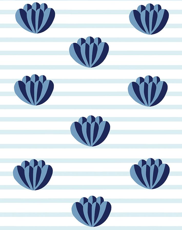 Clare V. 'Lotus Stripe' Blue Wallpaper - Premium Peel & Stick Wallpaper for Bedroom, Living Room & Nursery Decor