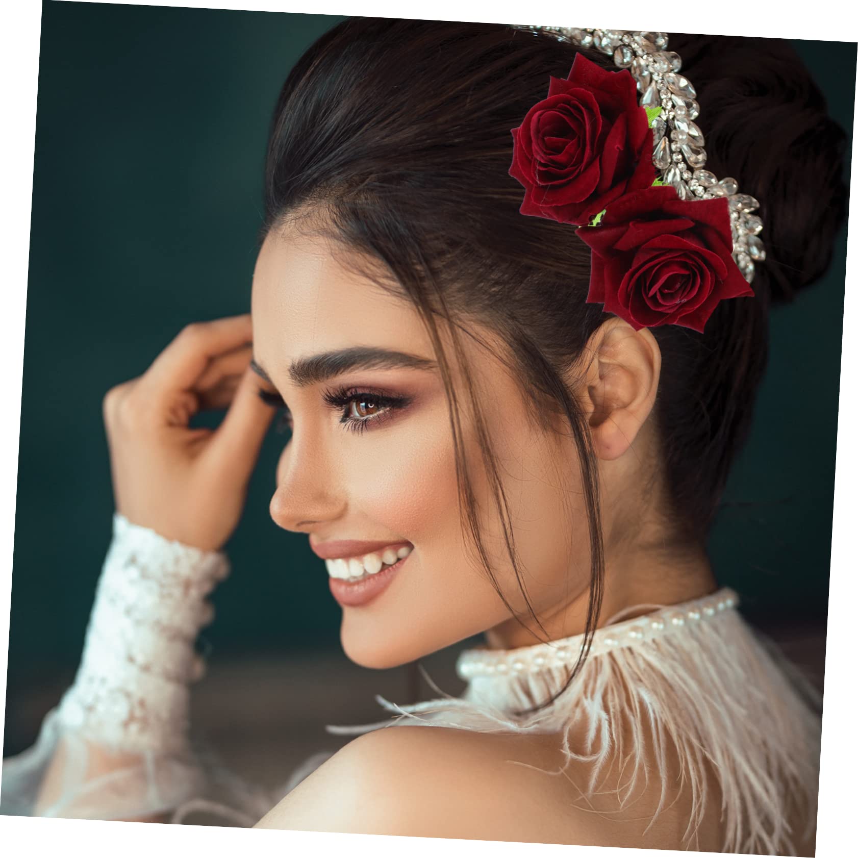 ABOOFAN Elegant Rose Hair Clip Set - High-Quality Simulated Flower Brooch & Comb for Weddings, Prom, Parties | Unique Headdress for Special Occasions & Formal Events