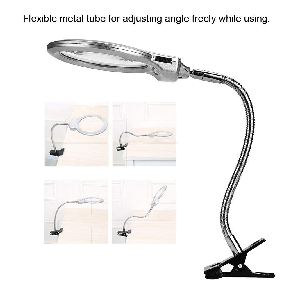 LED Magnifying Glass Lamp with Adjustable Clamp - Dimmable Desk Light for Jewelry Watch Repair, Reading, Crafts & Hobbies | Flexible Gooseneck Design for Close Work & Detailed Tasks