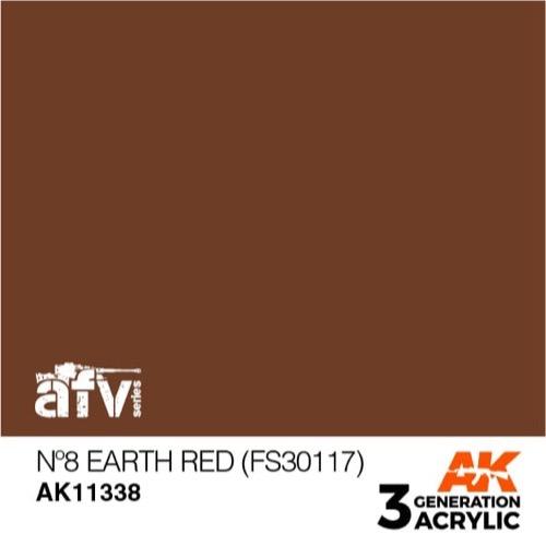 AK Interactive AK11338 AFV Series No.8 Earth Red FS30117 Acrylic Paint - 17ml Bottle for Military Model Kits & Miniatures - 3rd Generation Premium Quality for Scale Modeling & Dioramas