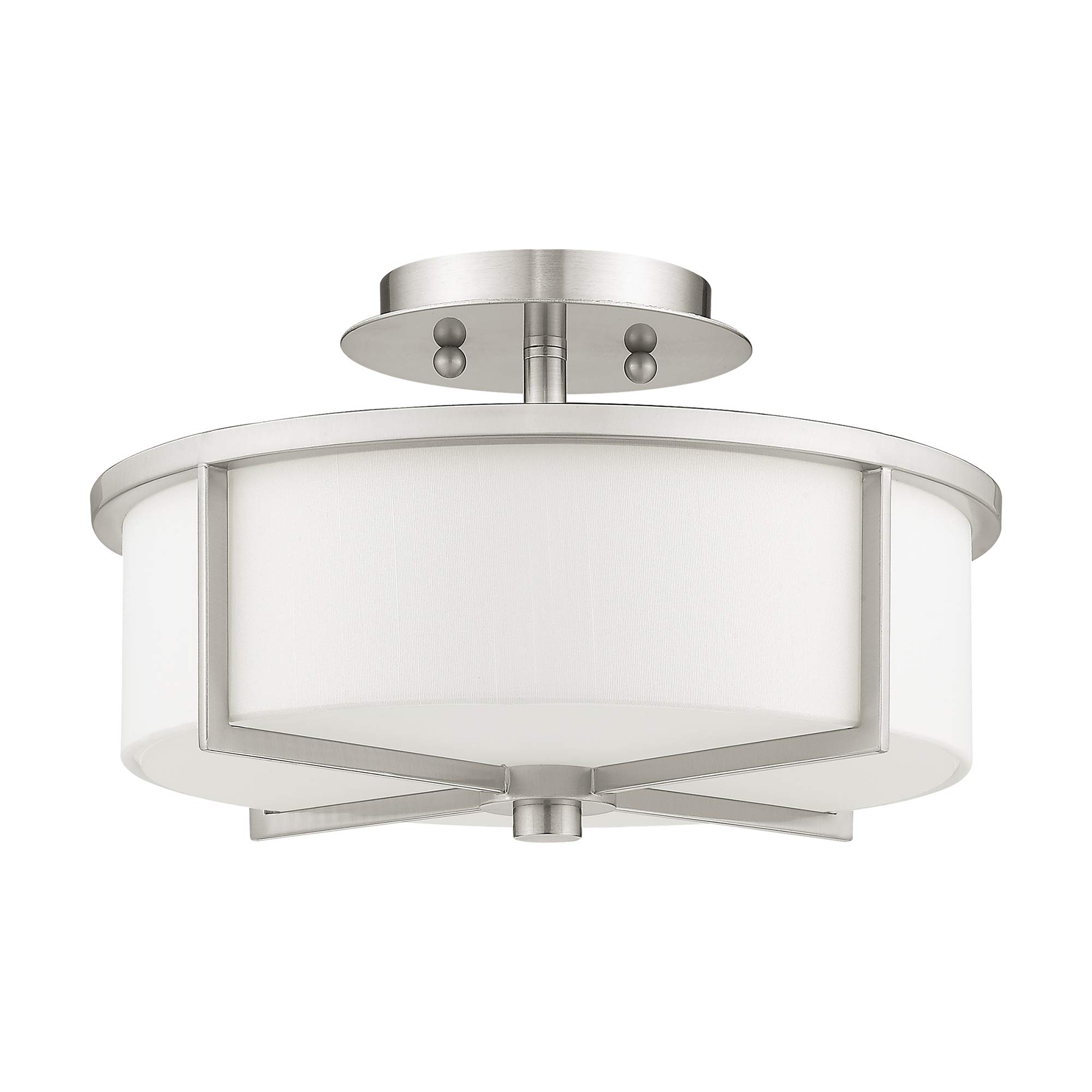 Livex Lighting 51073-91 Brushed Nickel Ceiling Mount Fixture - Modern Flush Mount Light for Bedroom, Hallway & Kitchen Lighting