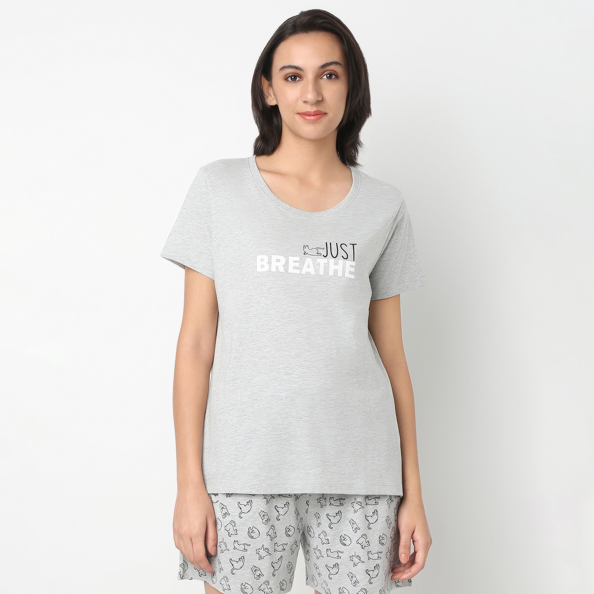 Comfortable Crew Neck Short Sleeve Cotton Graphic T-Shirt - Casual Lounge Wear for Men & Women - Perfect for Home Relaxation, Weekend Outings and Gym Sessions