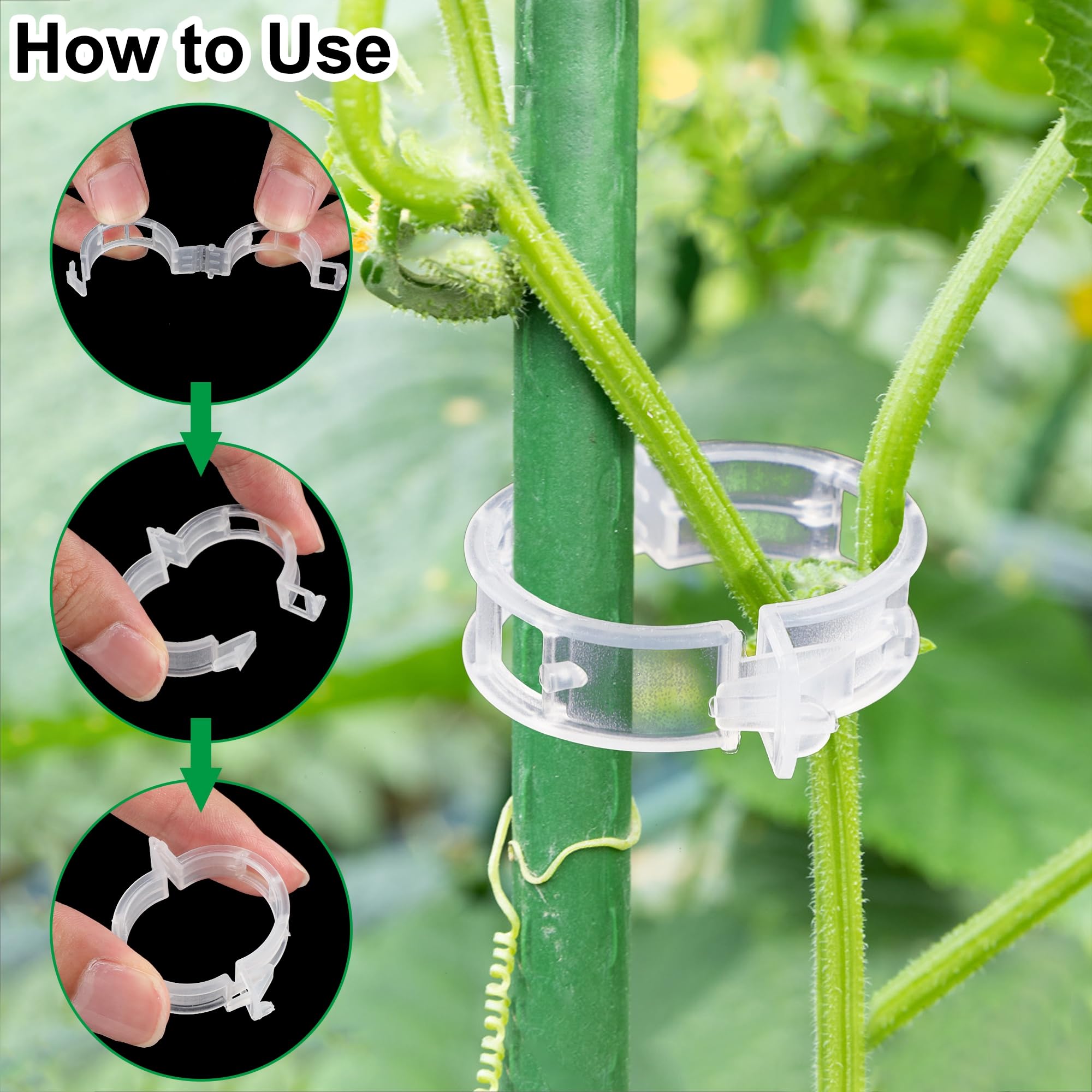 200 Pcs Clear Plastic Tomato Clips for String Trellis - Plant Support Clips for Climbing Plants, Tomato & Grape Vines - Ideal for Vertical Growth in Home Gardens & Greenhouses
