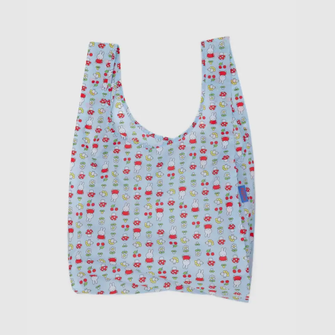 BAGGU Standard Reusable Shopping Bag - Garden Miffy Print Eco-Friendly Tote for Groceries, Beach & Daily Use