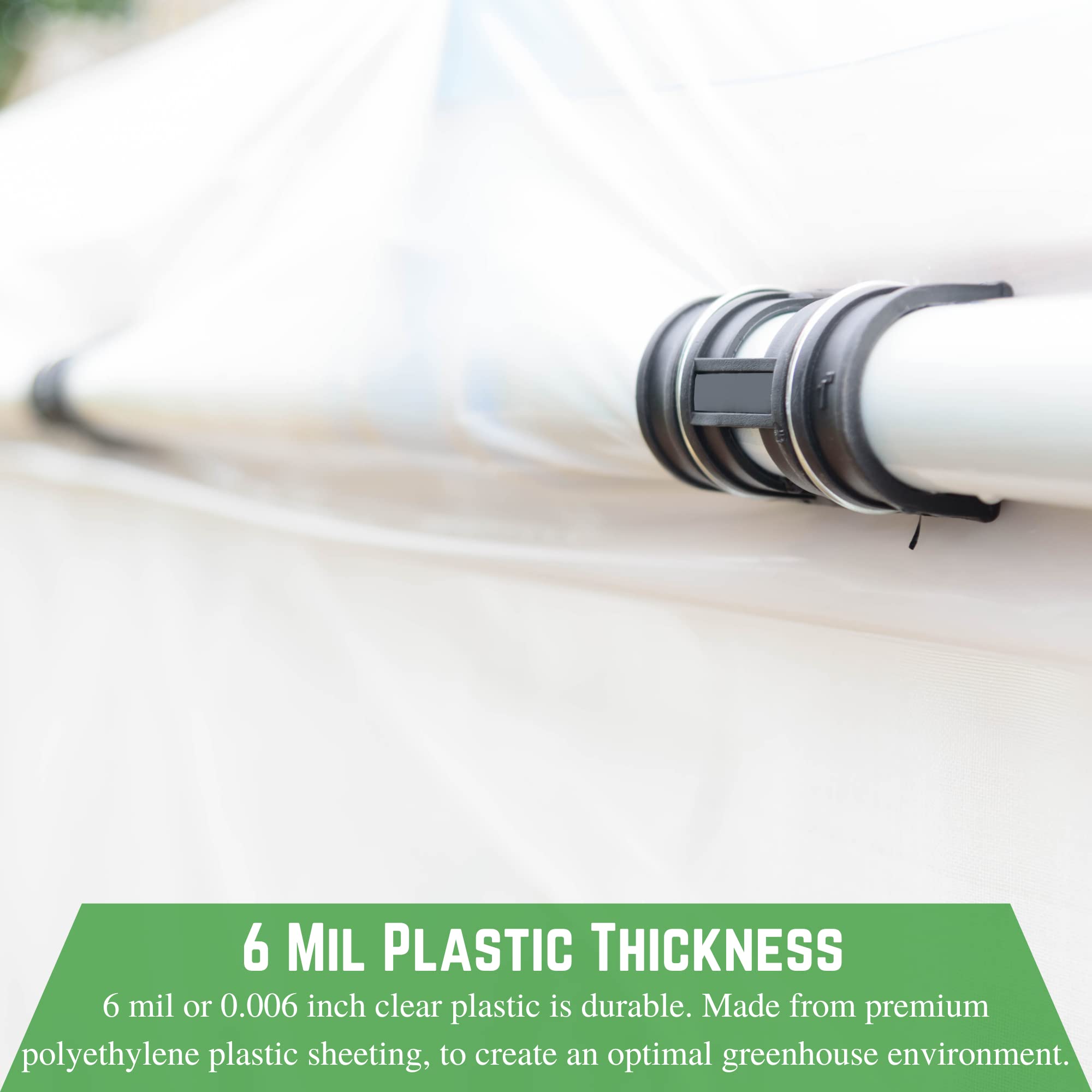Clear 6 mil Greenhouse Plastic Sheeting 25' x 60' - UV Resistant Polyethylene Film for Hoop Houses, Gardening & Farming | Durable 4-Year Cover for Greenhouses, Agriculture & Plant Protection