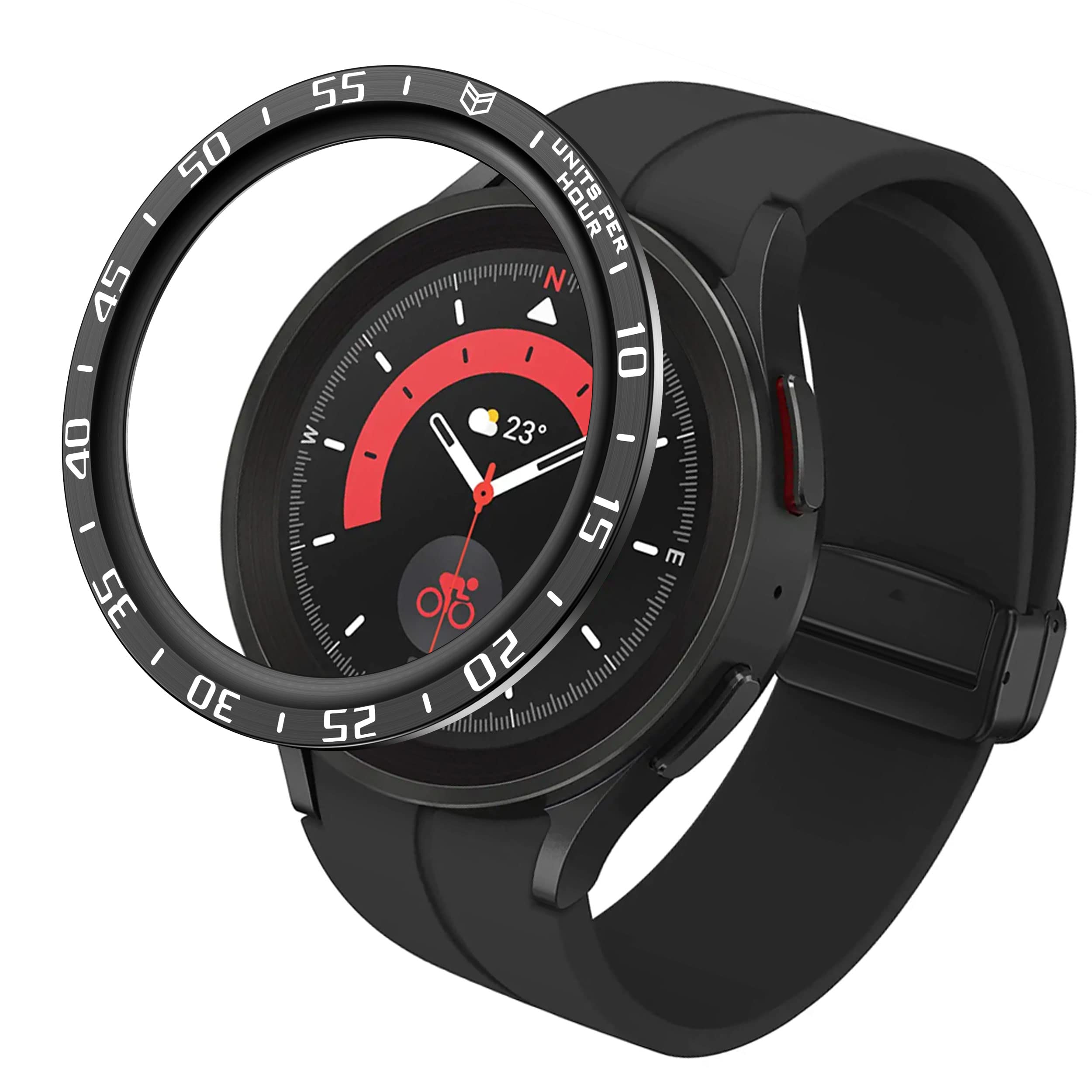 Stainless Steel Bezel Ring for Samsung Galaxy Watch 5 Pro - Anti-Scratch Protective Cover with Adhesive Loop | Perfect for Workouts, Outdoor Activities & Everyday Wear