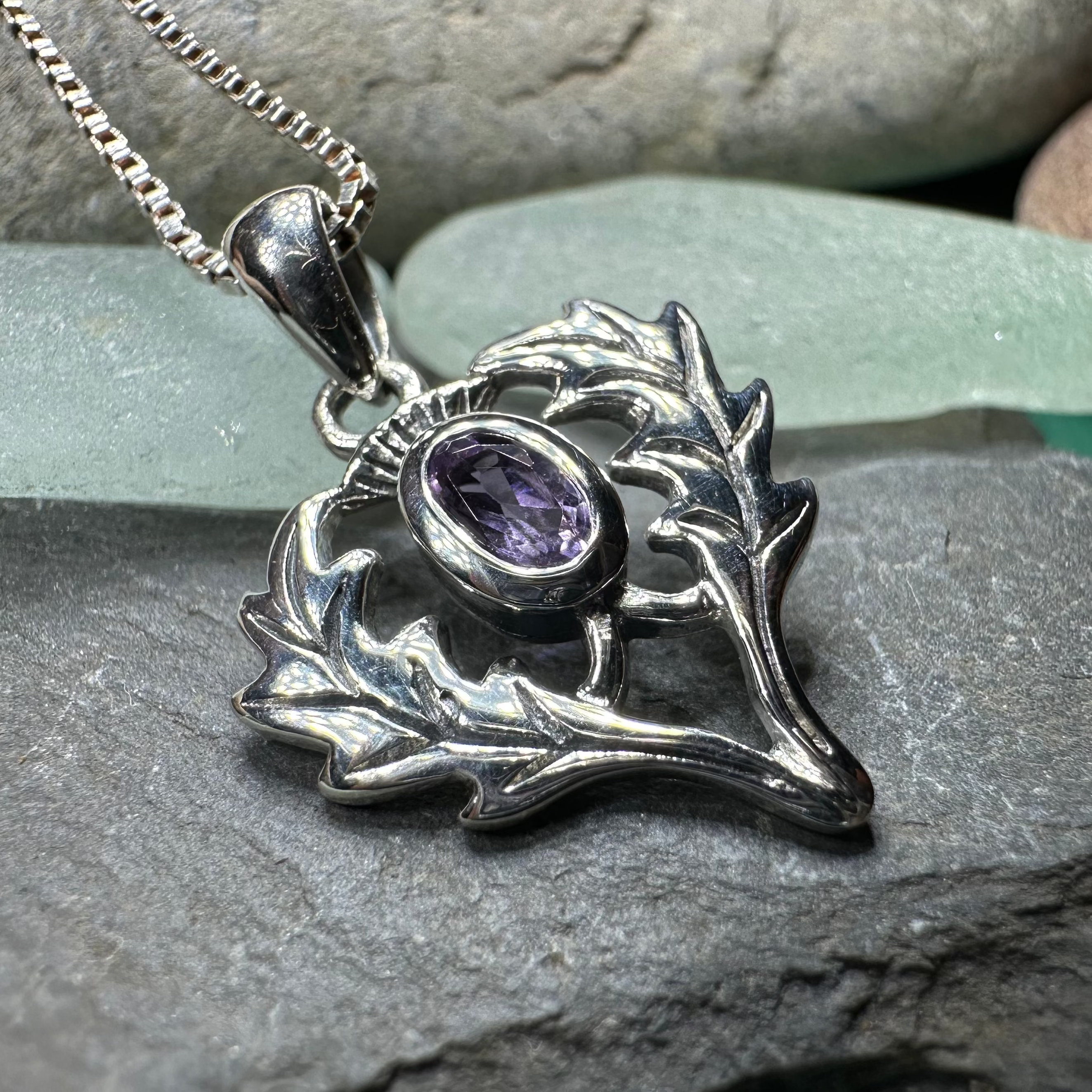 Argyll Thistle Necklace for Women - Scottish Thistle Pendant with Sterling Silver Chain - Perfect for Celtic Jewelry Lovers, Birthday Gifts & Special Occasions